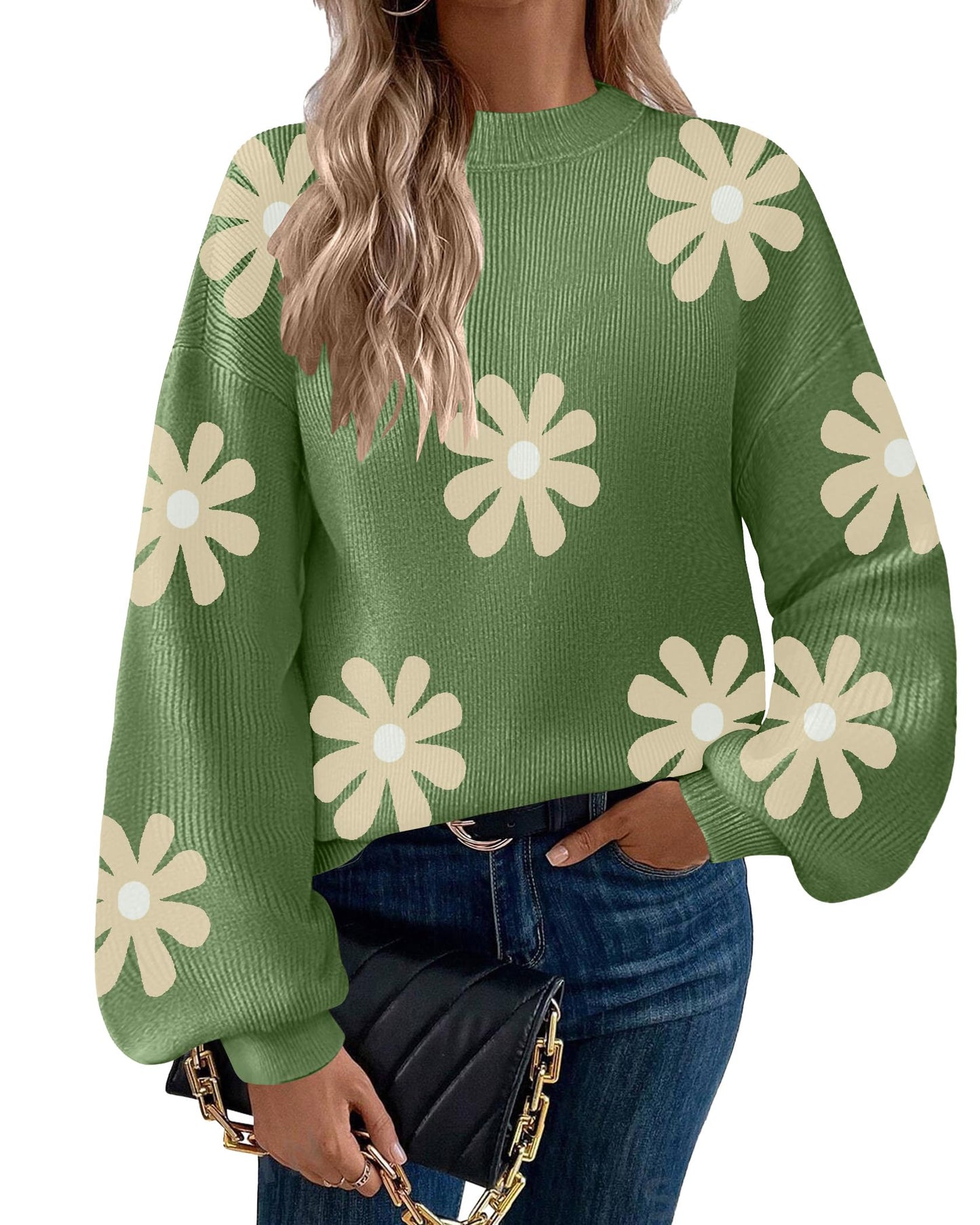 Zeagoo Women’s Puff Sleeve Knit Sweater – Cozy Loose Fit Pullover