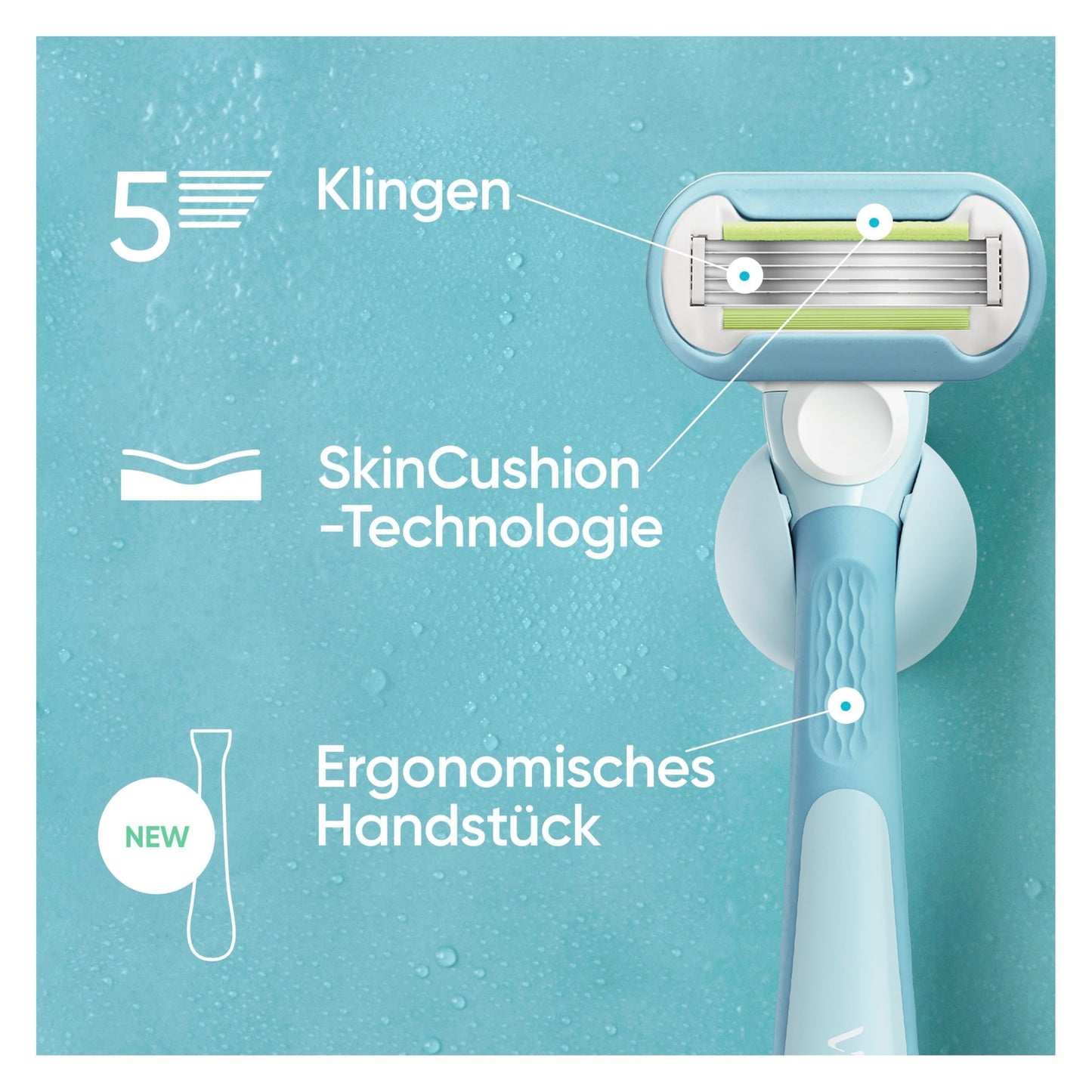 Gillette Venus Extra Smooth Damenrasierer, 1 Ersatzklingen, Wiederverwendbares, ergonomisches Handstück und Duschhalterung
