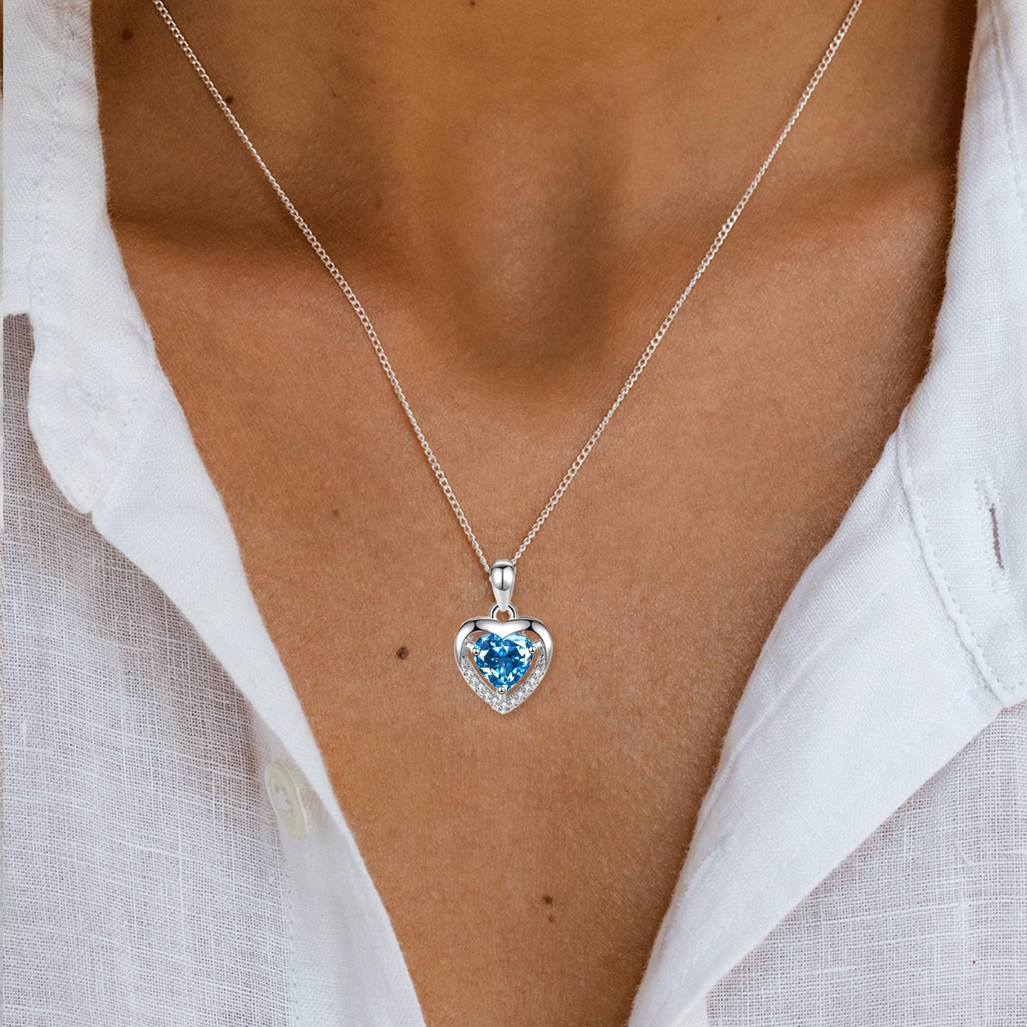 EXGOX Sterling Silver Heart Pendant Necklace