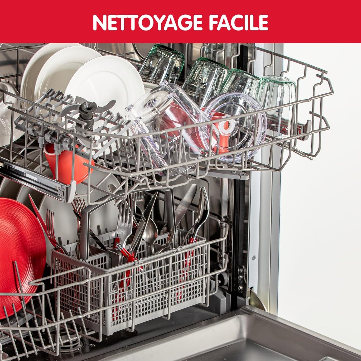 Moulinex Moulinette Essential DJ5201 3-in-1 Zerkleinererer, Mixen und Schneiden, Druckdeckel-System 300 W, Fassungsvermögen 0,4 l