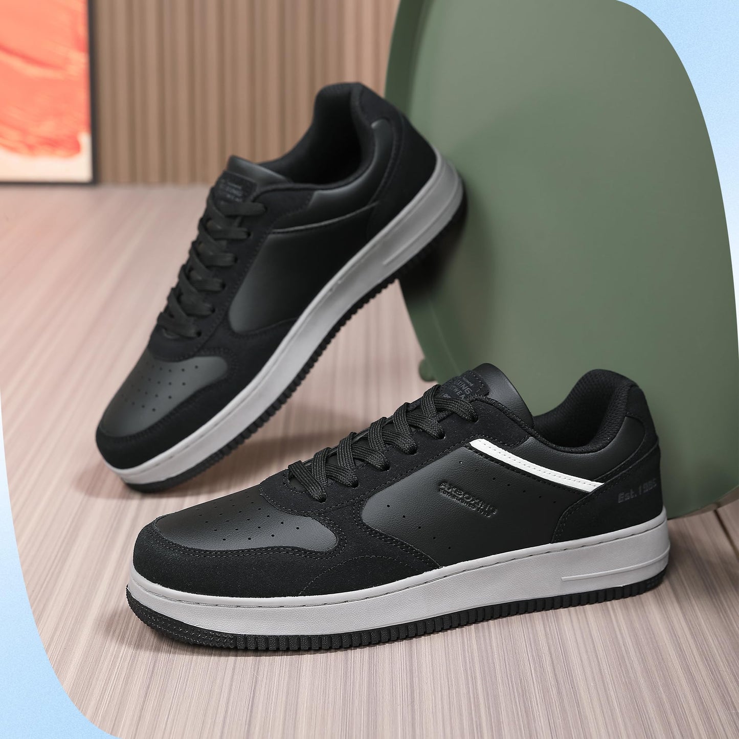 AX BOXING Men’s Casual Trainers – Lightweight Breathable Faux Leather Sneakers