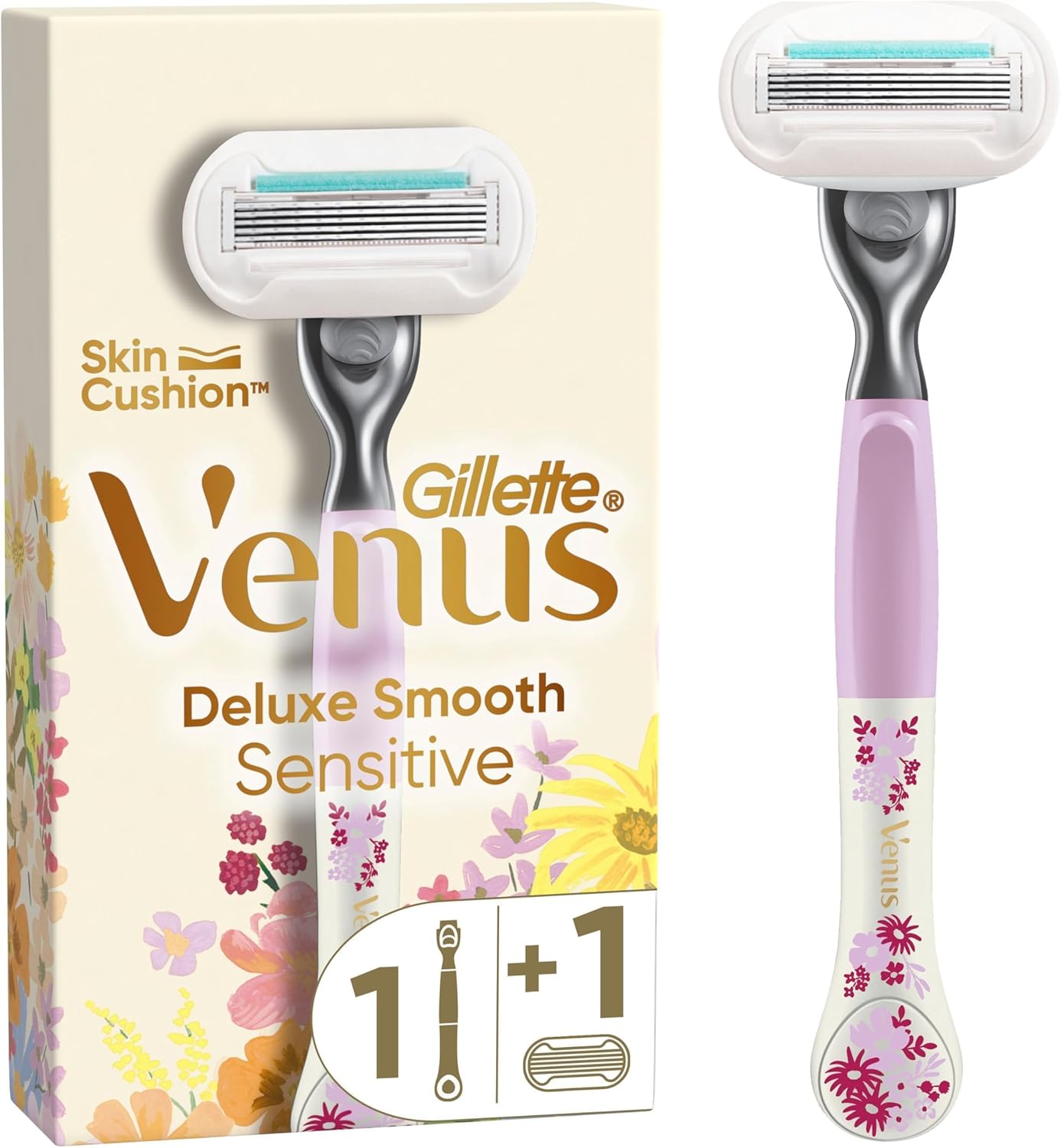 Gillette Venus Deluxe Smooth Sensitive Damenrasierer - 1 Klinge, 5 Klingen Mit Diamantharter Beschichtung