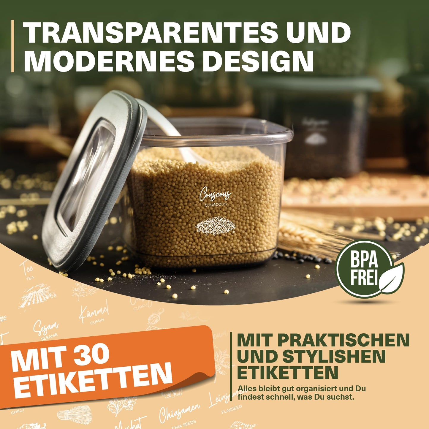 Viwares Vorratsdosen mit Deckel Luftdicht, 12er Vorratsbehälter Set BPA-Frei, Vorratsdose zur Müsli Mehl Aufbewahrung Küche, Praktische Organizer Küche, Frischhaltedosen für Lebensmittelaufbewahrung