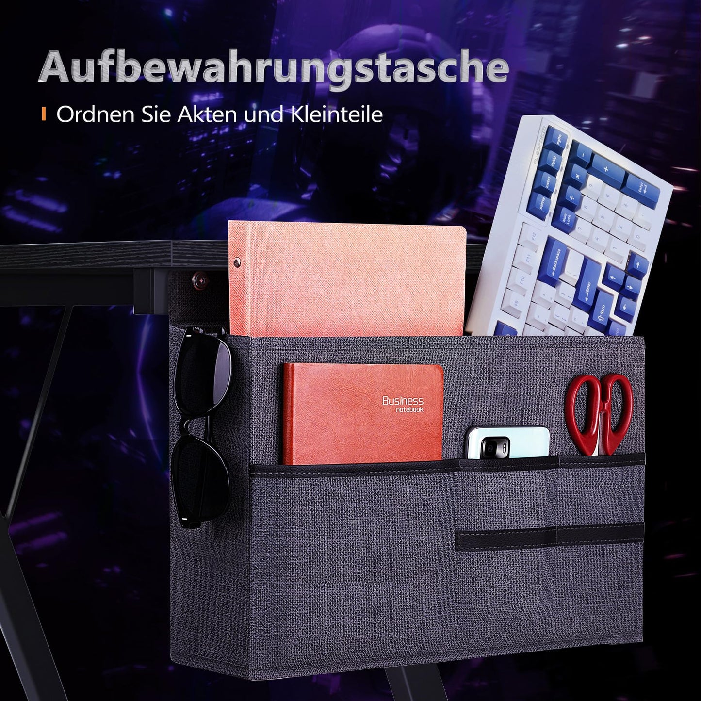ODK Gaming Tisch, Gaming Schreibtisch Eckschreibtisch für Gamer, Schreibtisch L Form mit Monitorständer für Büro (Schwarz, 127 x 127 cm)