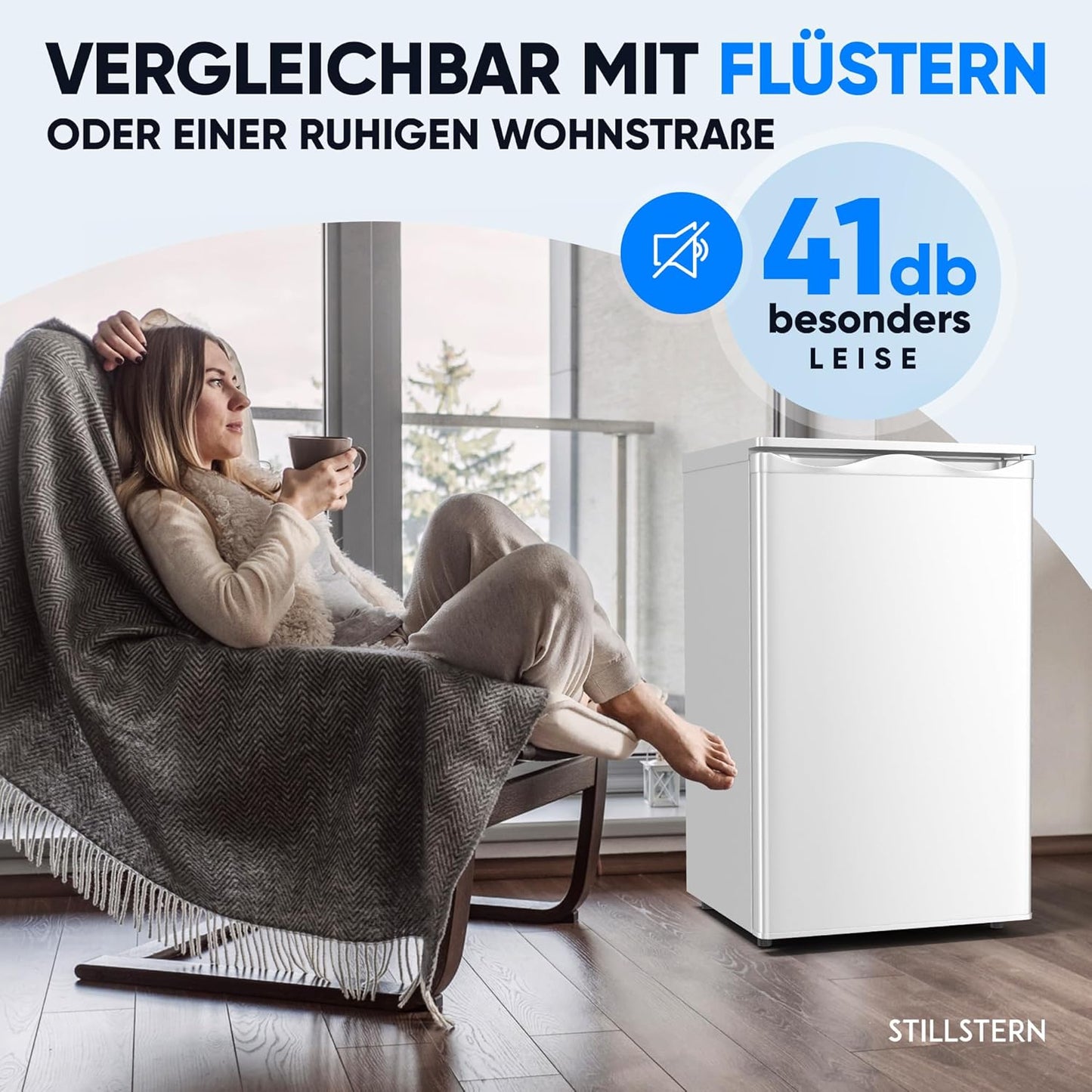 Stillstern freezer C (73L) 4-star freezer compartment -18°C, low energy consumption, 3 compartments, continuously adjustable temperature, reversible door hinge, small freezer, deep freezer