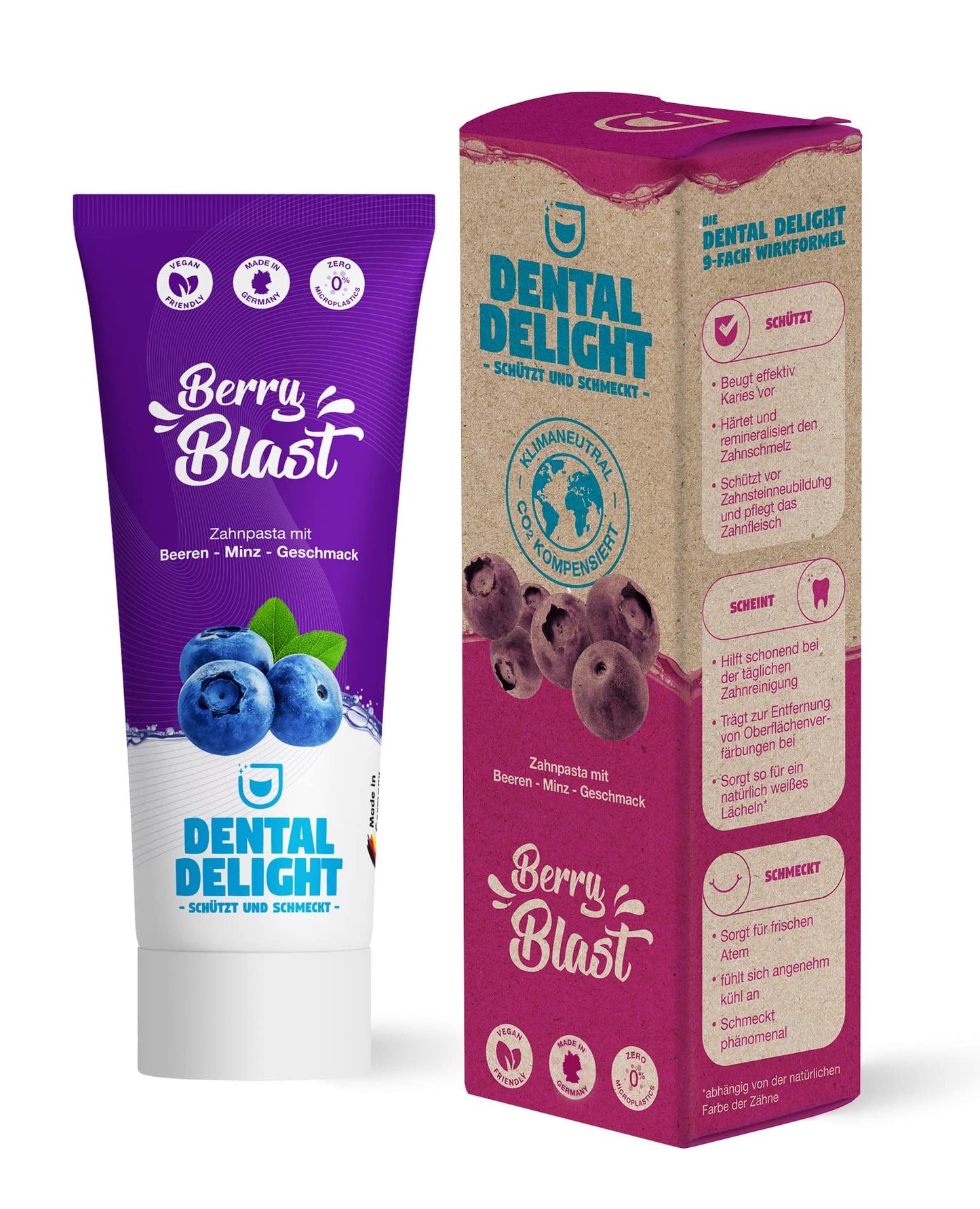 DENTAL DELIGHT Polar Punch Zahnpasta (TESTSIEGER), Vegane Zahnpasta mit Geschmack, Zahncreme (Minze, 4er Pack)