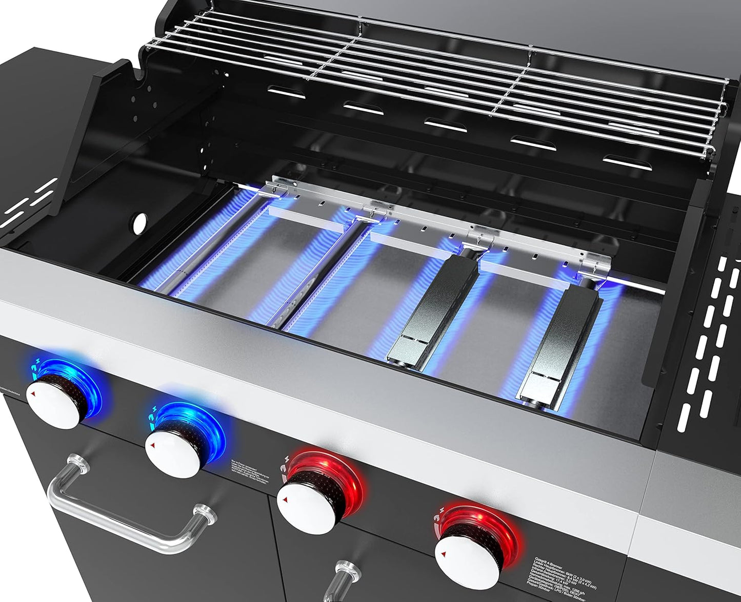 Gas grill "KINGSTON" by El Fuego® | 4 + 1 burners | Infrared burner | 2 burners + 2 high-performance burners | LED lighting | with viewing window | Stainless steel burner | incl. cover | AY 505