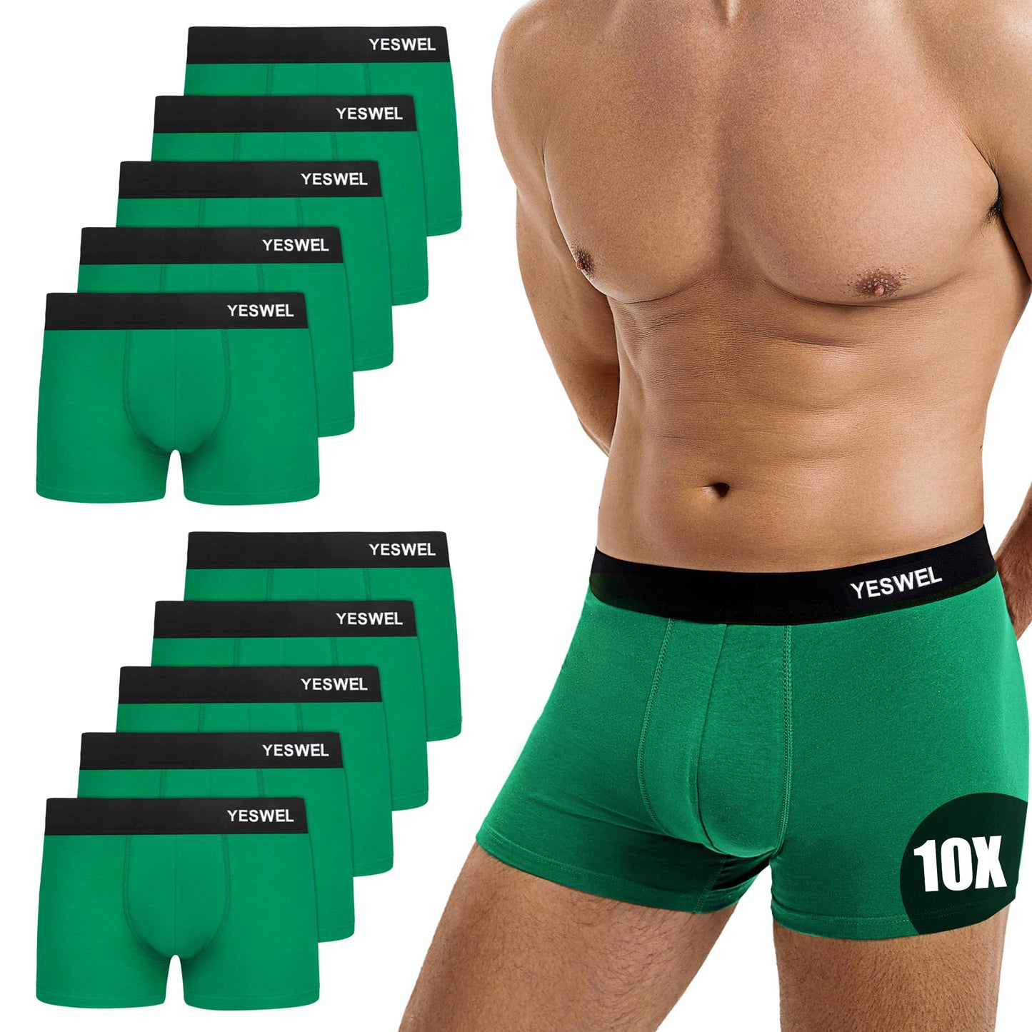 YESWEL Men’s Boxer Shorts 10-Pack