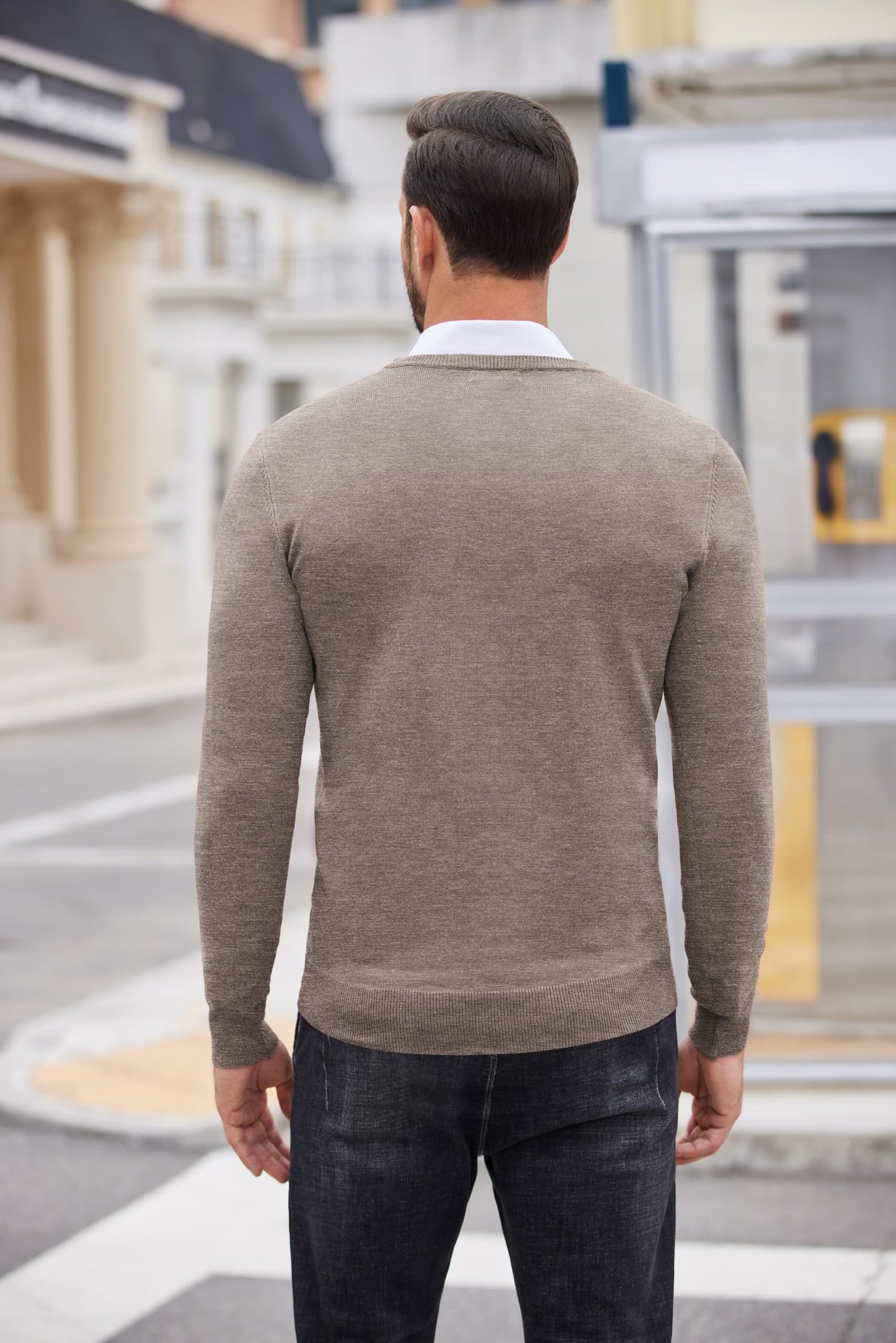 COOFANDY Men’s V-Neck Knit Sweater – Classic Long Sleeve Pullover
