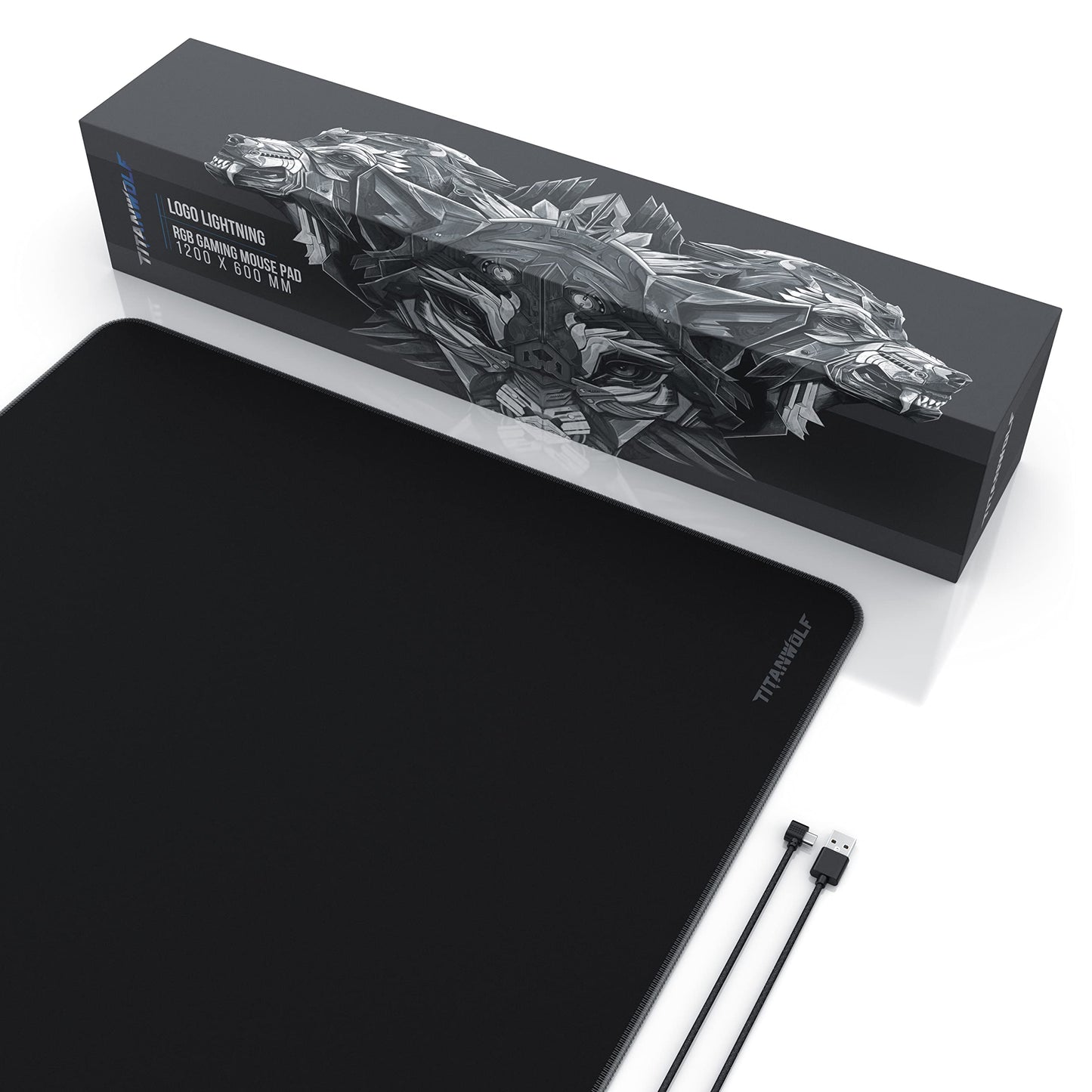TITANWOLF - RGB Gaming Mouse Pad - LED Desk Pad - 800x300 mm - XXL Mouse Pad - LED Multi Color - 11 Lighting Modes - 7 LED Colors Plus 4 Effect Modes - Washable - Stars