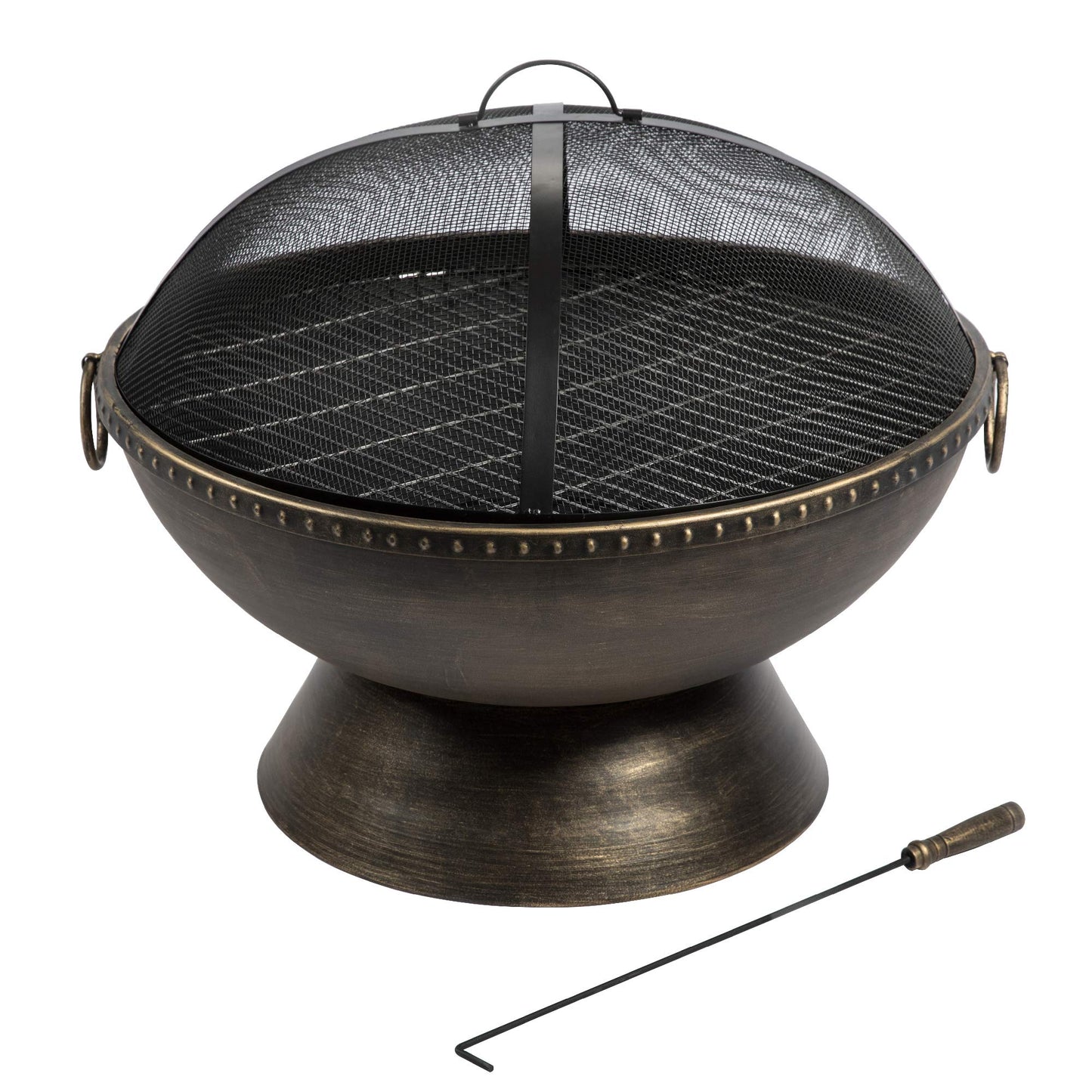 Peaktop - Feuerstelle für Brennholz für den Außenbereich, 68 cm, rund, komplexes Design