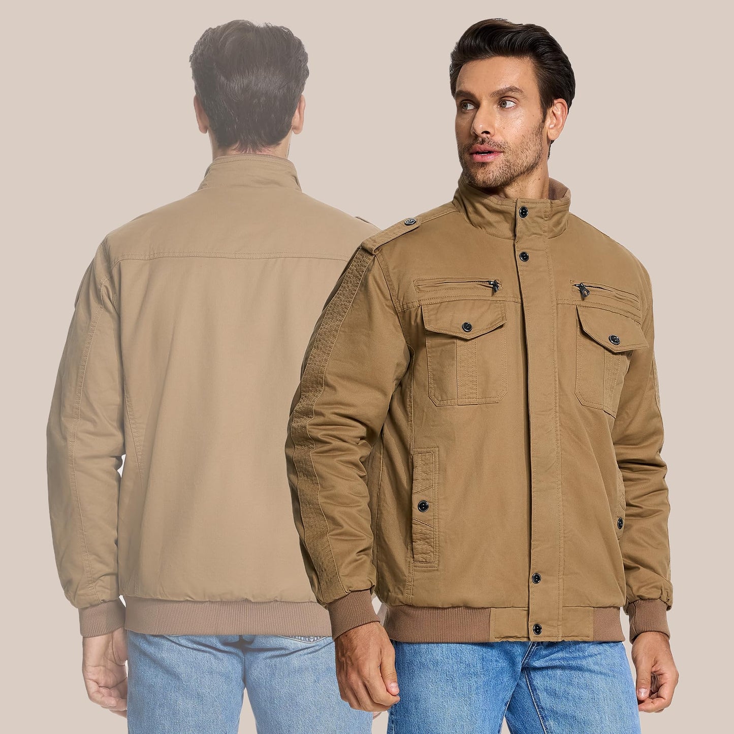 KEFITEVD Men’s Winter Fleece Jacket – Sherpa Lined Military Field Coat