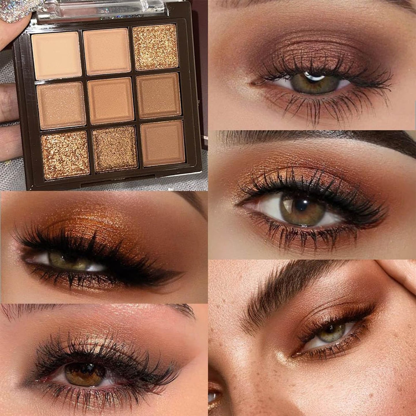 Lilbitty Nude Brown Eyeshadow Palette – Rose Gold & Dark Brown Bronze Highly Pigmented Long-Lasting Cream Eyeshadow for Brown Eyes