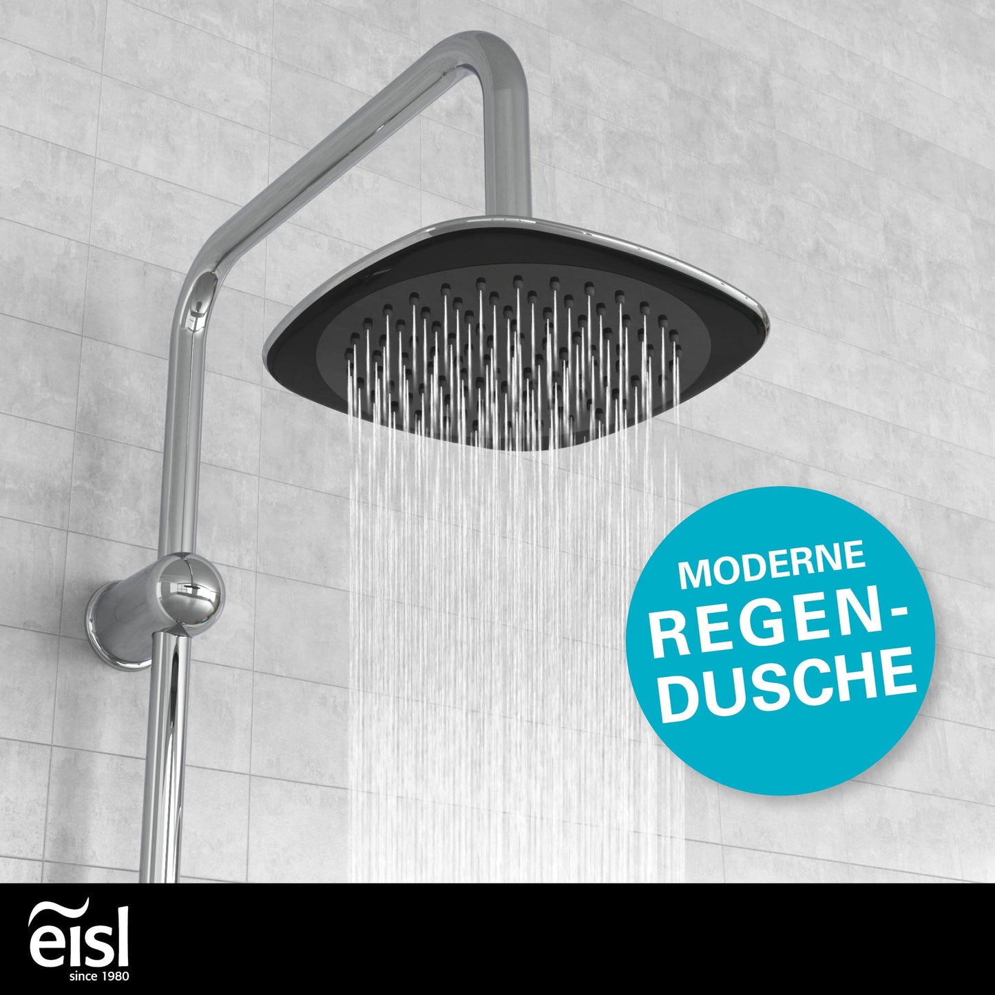 EISL Duschset EASY FRESH, Duschsystem ohne Armatur 2 in 1 mit großer Regendusche (250 x 200 mm) und Handbrause, Regendusche ohne Armatur ideal zum Nachrüsten, komplettes Montageset, Chrom DX12006