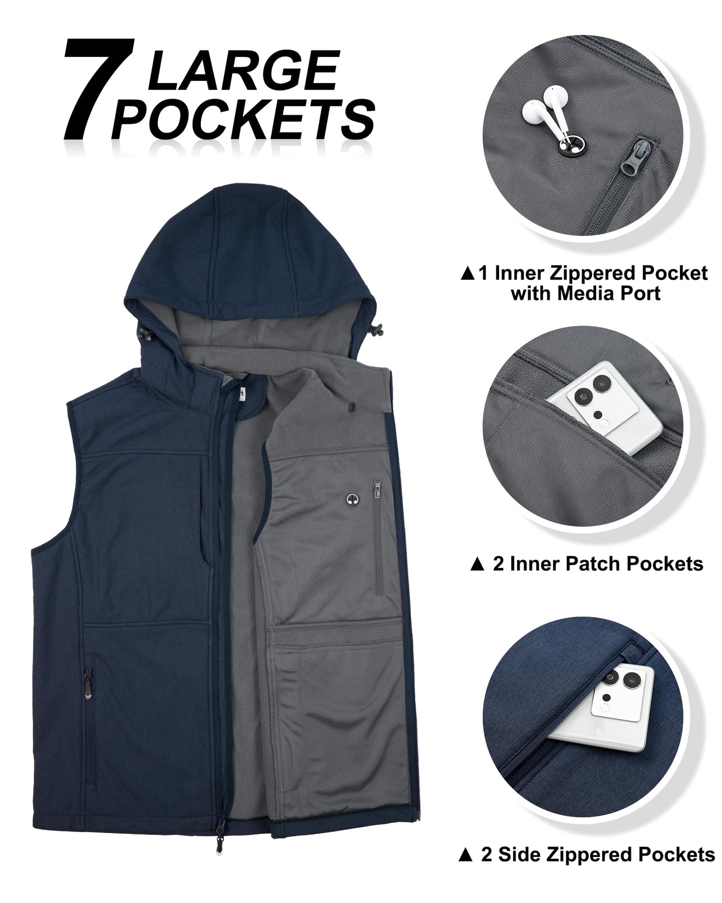 Men’s Outdoor Softshell Vest – Waterproof Sleeveless Jacket