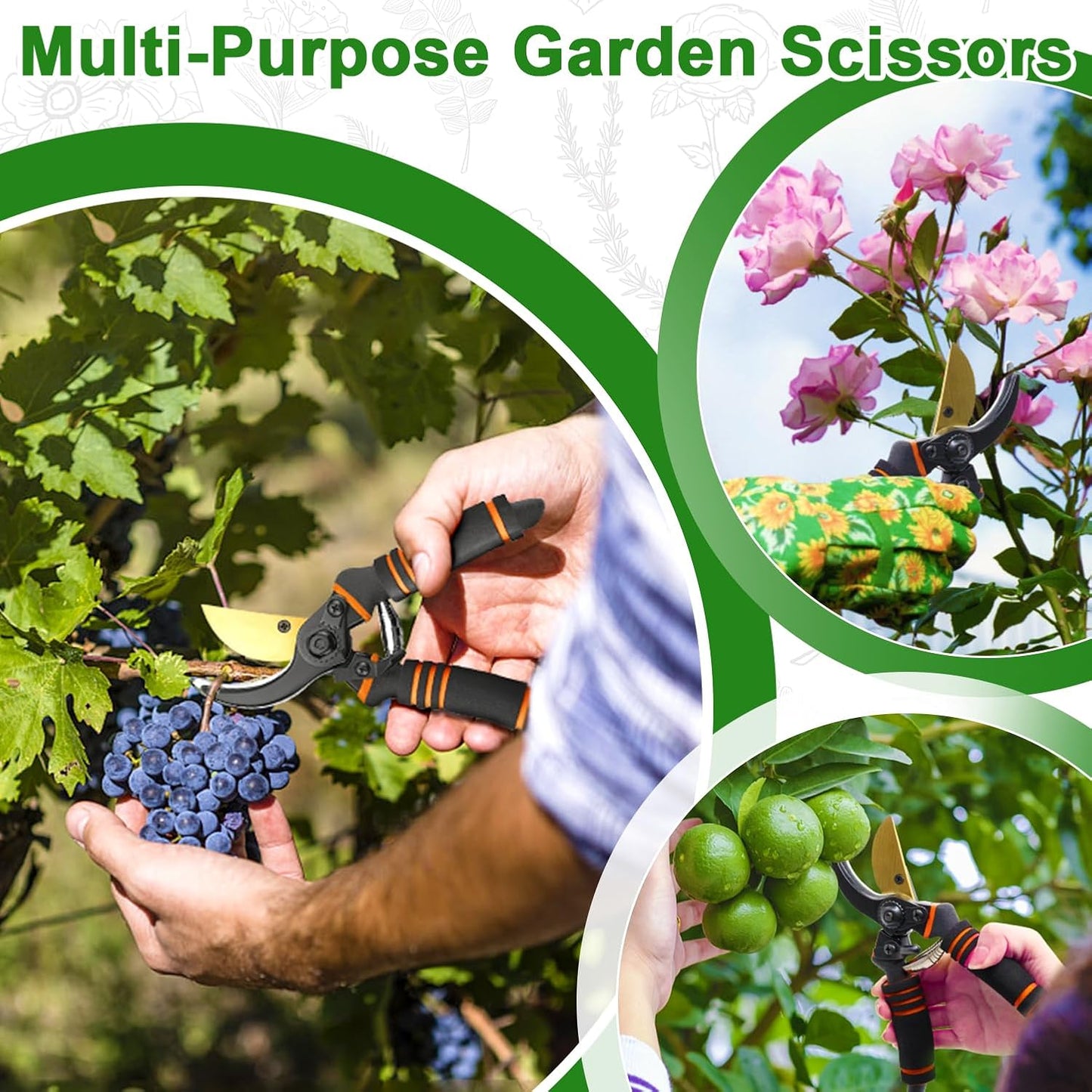 Professionelle Titan Gartenschere, Gartenschere, Gartenschere, Bypass-Schere, Gartenschere, Gartenschere Geschenk für Zweige, Hecken und Blumen