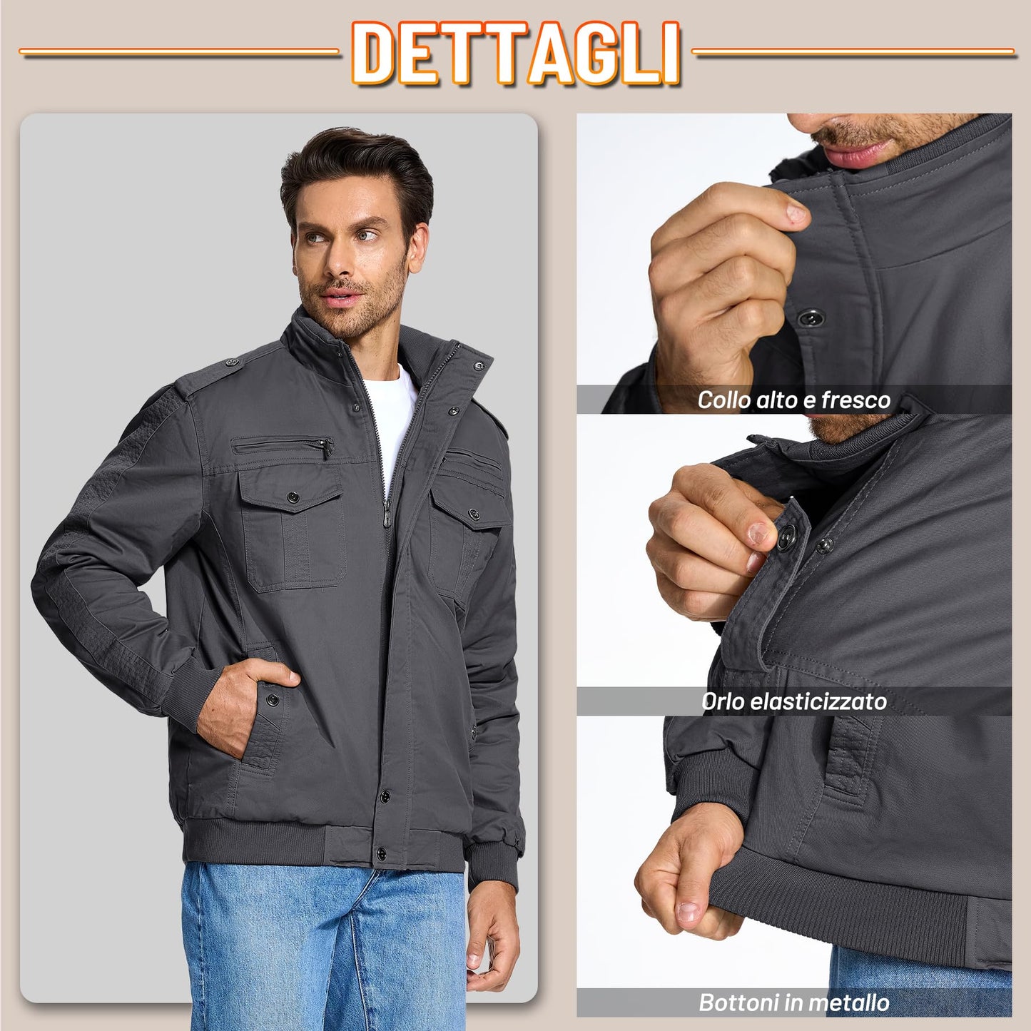 KEFITEVD Men’s Winter Fleece Jacket – Sherpa Lined Military Field Coat