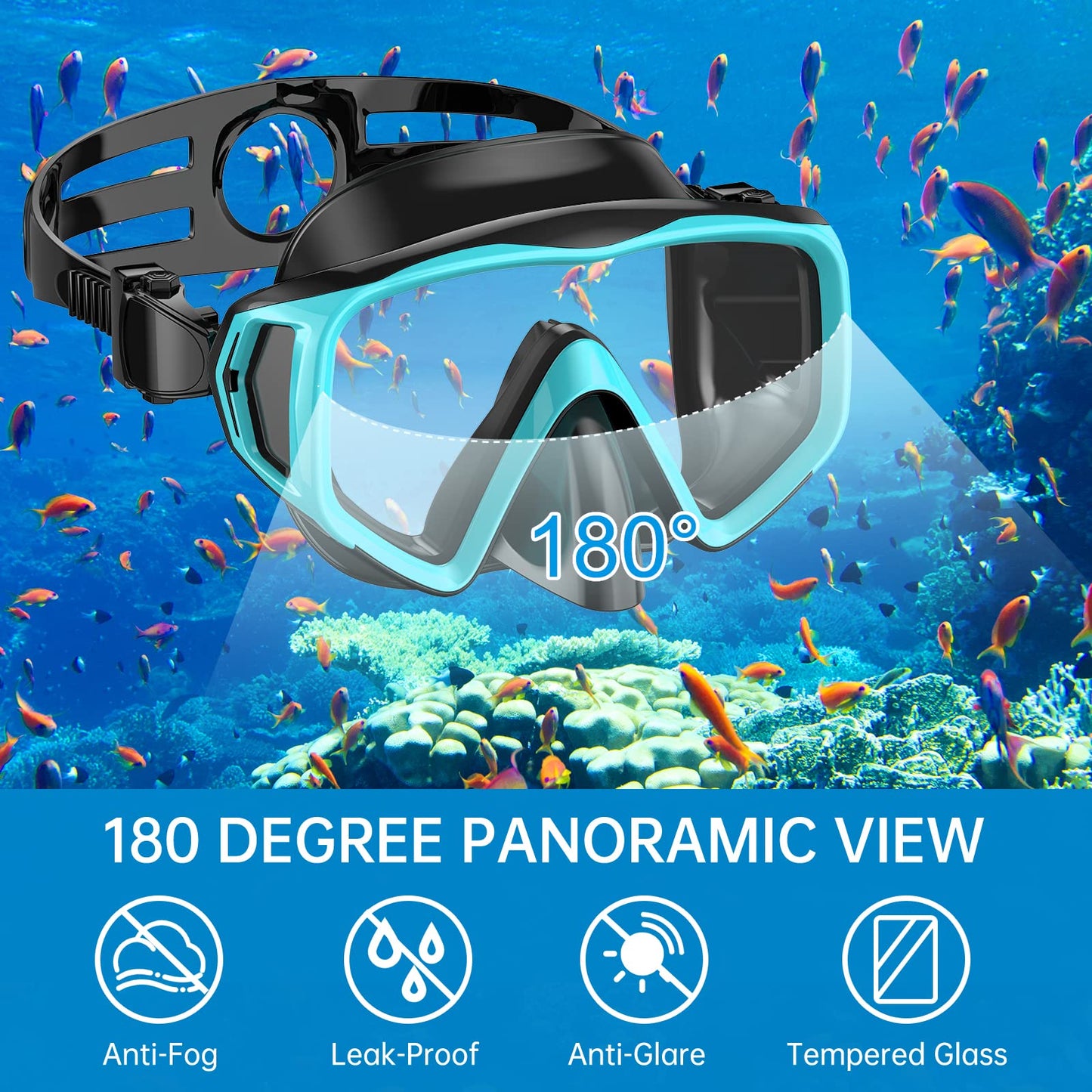 JEMULICE Schnorchelset Erwachsene, Schnorcheln Set mit Taucherbrille und Dry Schnorchel für Herren und Damen, Anti-Leck & Anti-Fog Tauchmaske aus Gehärtetem Glas für Tauchen, Schnorcheln und Schwimmen