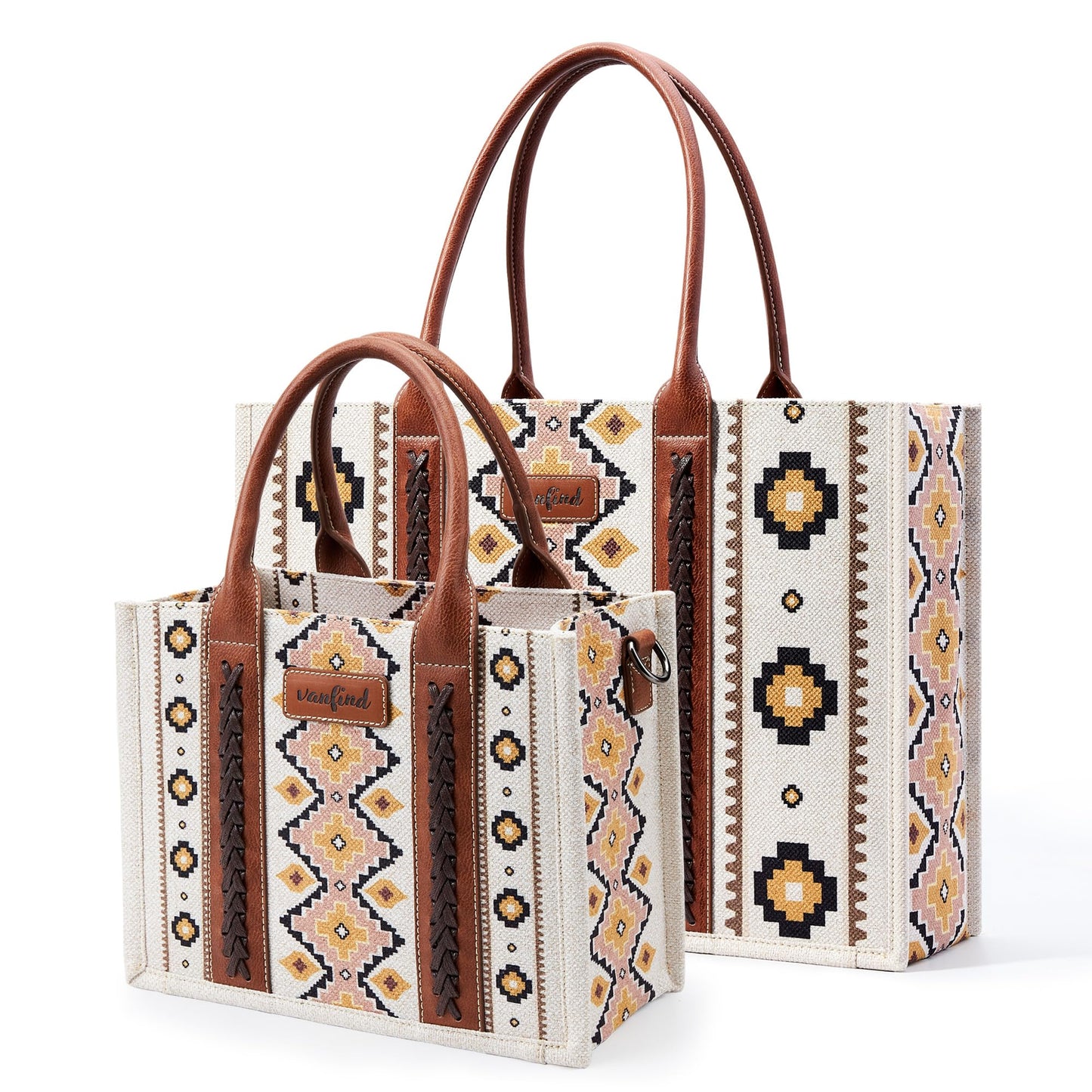 KALIDI Tote Bag for Women – Aztec Pattern Canvas Shoulder Bag