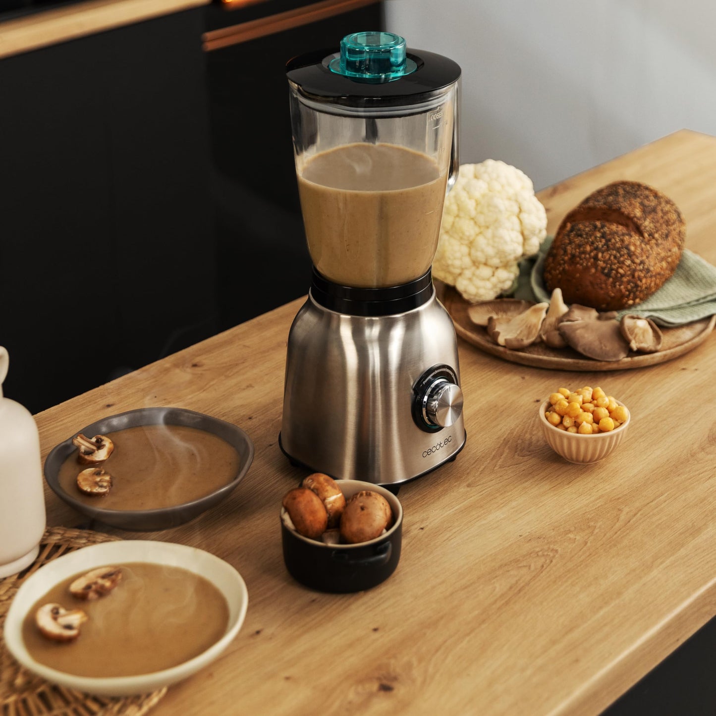 Cecotec Standmixer Power Black Titanium 1800MAX Blend It, 1800 W maximale Leistung, 5 Geschwindigkeiten, 6 Klingen aus Edelstahl, Ice-Crush-Funktion, Turbo- und Smoothie-Funktion, AutoClean-Funktion