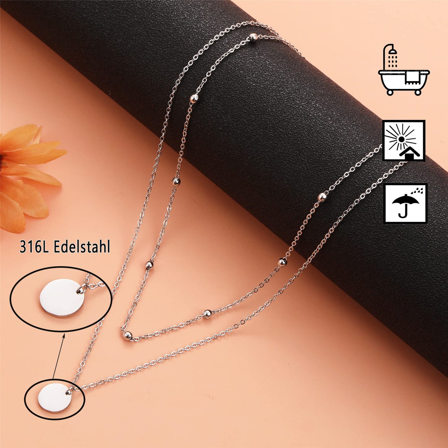 AFSTALR Layered Coin Pendant Necklace
