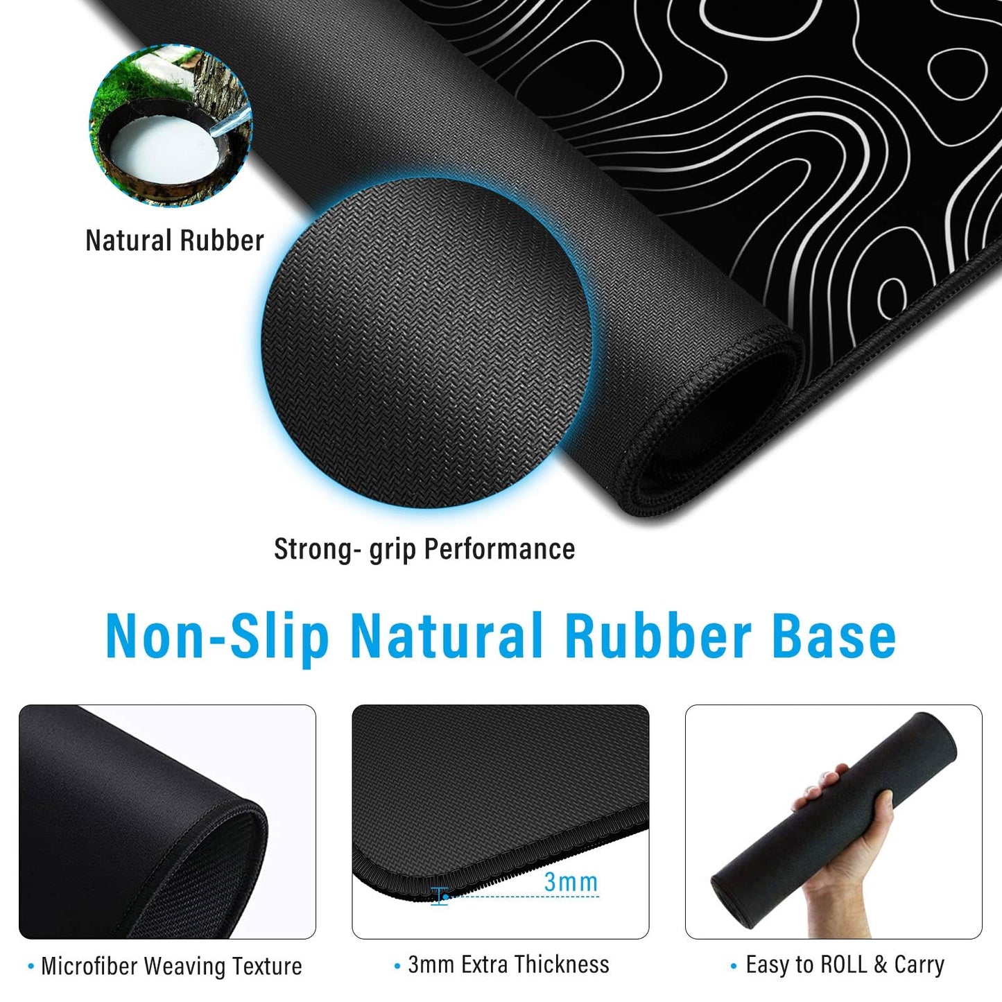 Anpollo Gaming Mouse Mat XXL 900 x 400 x 3 mm Non-Slip Desk Mat Table Mat Multifunctional Office Mouse Mat, Type 1
