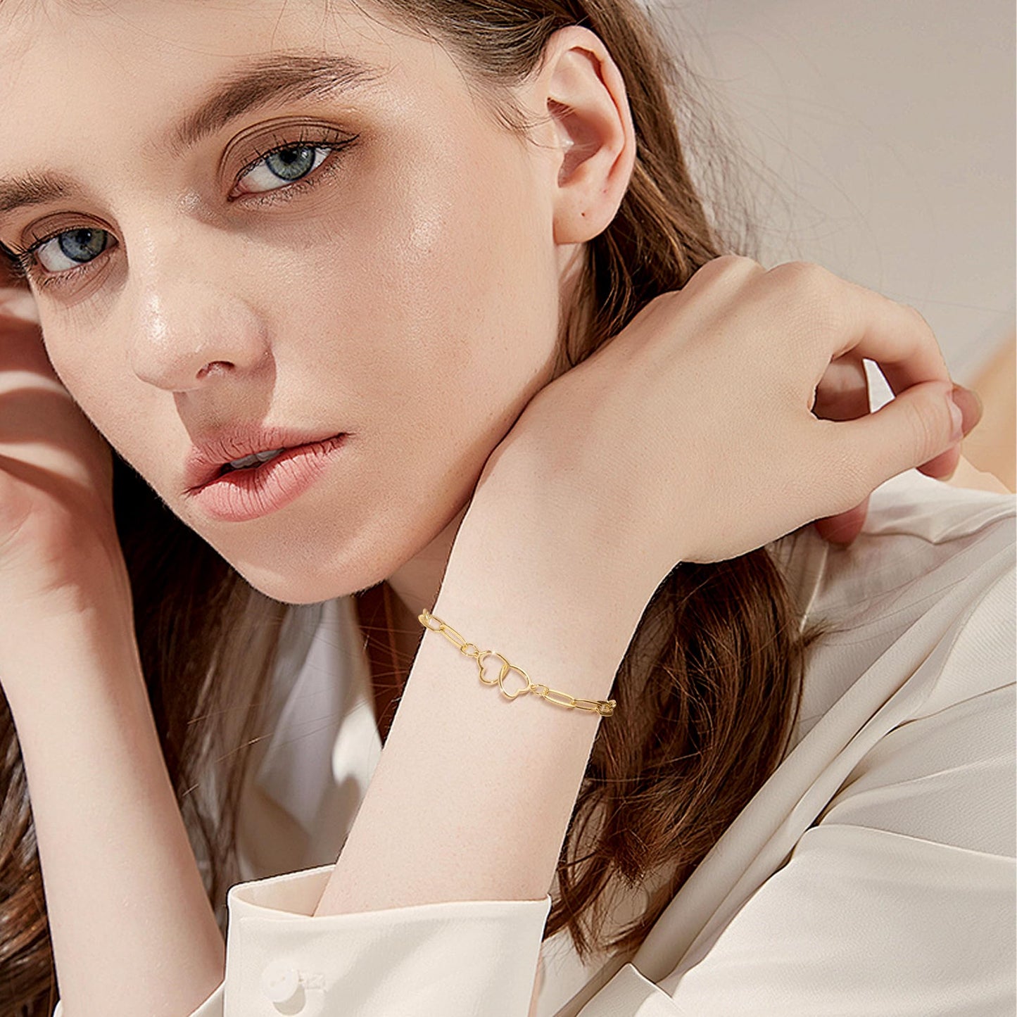 ASH'S CHOICE Double Heart Chain Bracelet