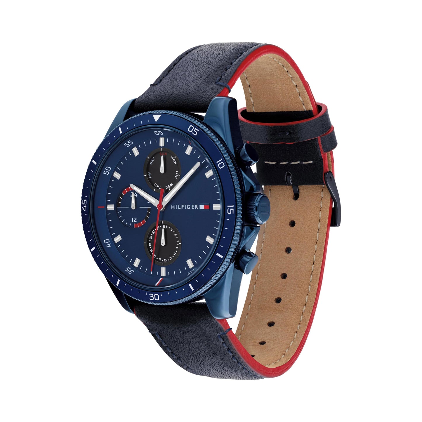 Tommy Hilfiger Multi Zifferblatt Quarz Uhr für Herren mit Edelstahl-und Lederarmband