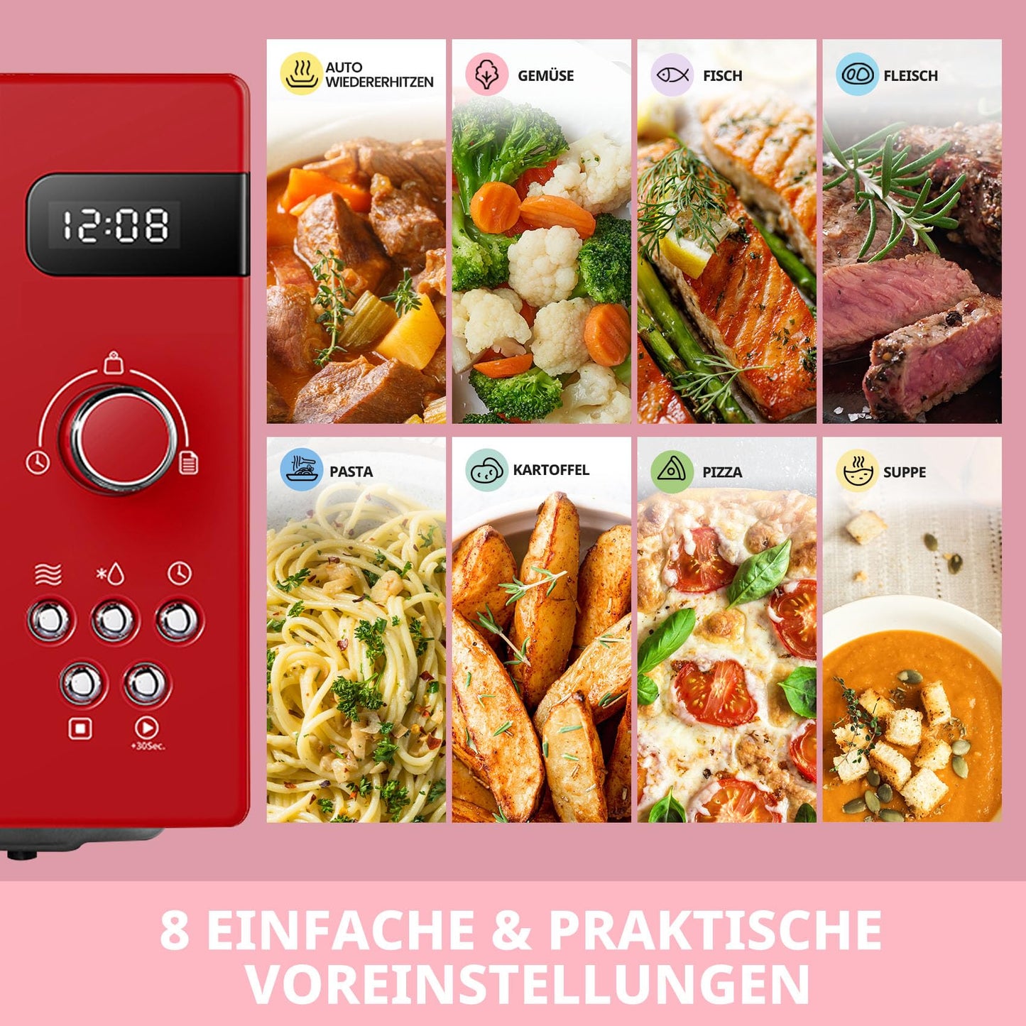 Comfee CMSN 20 wh Mikrowelle / Solo-Mikrowelle mit 5 Leistungsstufen/ Innenbeleuchtung/ easy Defrost/360°Drehteller / Zwei Drehregler/20L/700W/ Weiß, Mechanisch