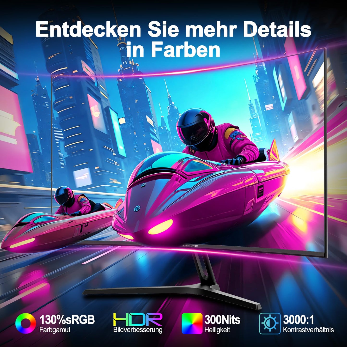 Minifire 24 Zoll USB-C Monitor mit Lautsprecher, 100Hz, IPS, FHD 1080P Adaptive Sync PC Bildschirm, HDMI USB-C Anschlüsse (MF24X3 HDMI-Kabel im Lieferumfang enthalten)