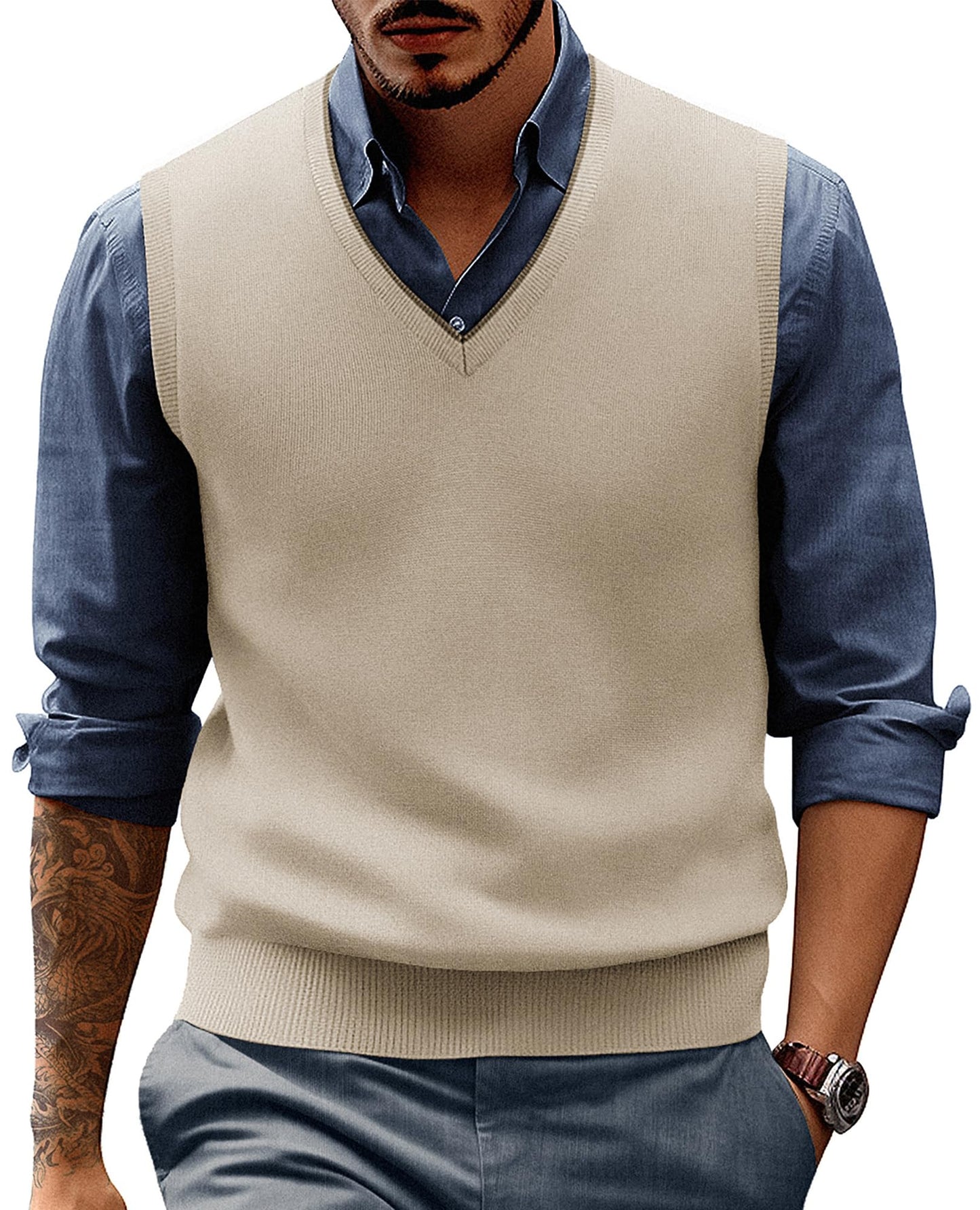 PJ PAUL JONES Men’s Sweater Vest – Wool Blend V-Neck Pullover