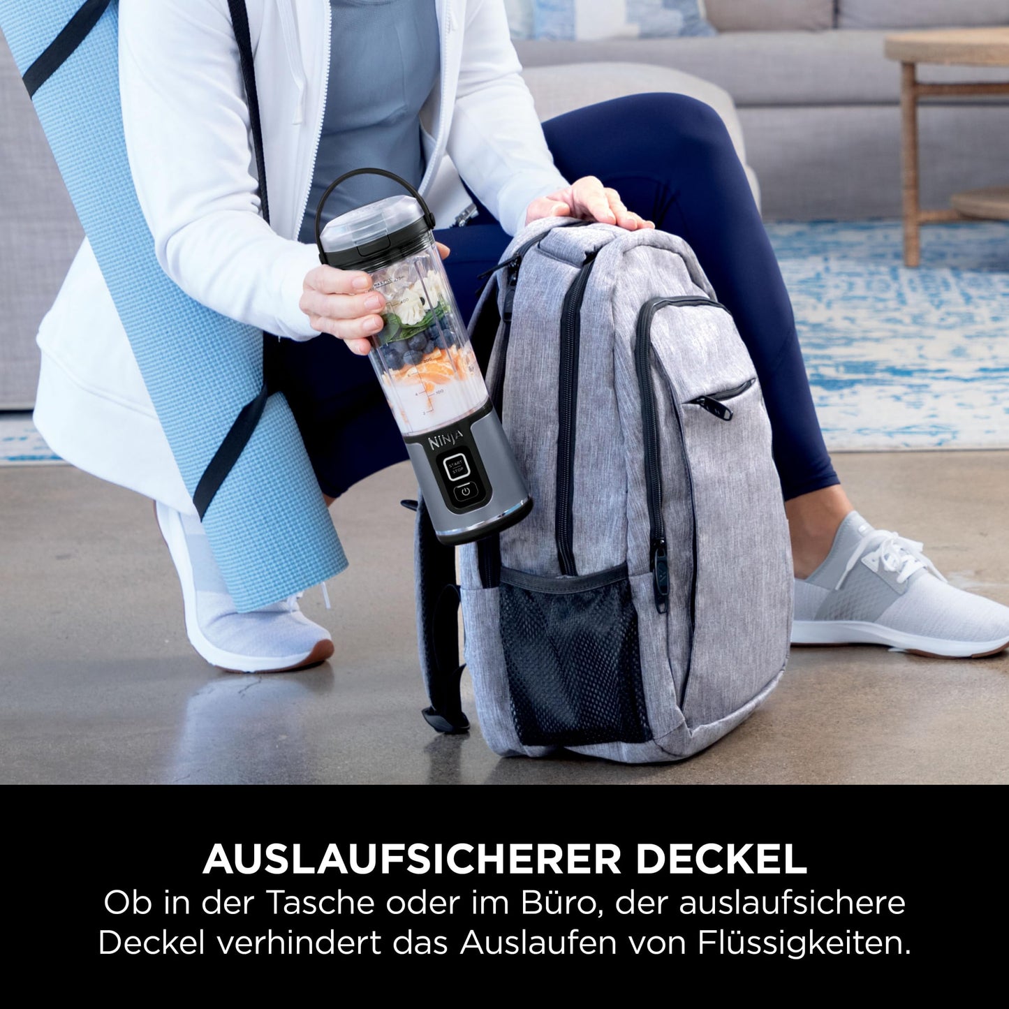 Ninja Blast Tragbarer Mixer / Blender / Smoothie Maker, 530ml Becher, Auslaufsicherer Deckel, Leistungsstarker Mini Standmixer, Kabellos & Wiederaufladbar, Zerkleinert Eis & Obst, Schwarz