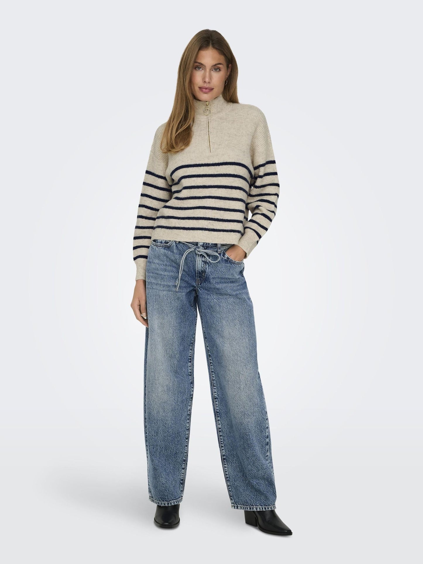 ONLY Women's Knitted Pullover – Casual Long Sleeve Sweater