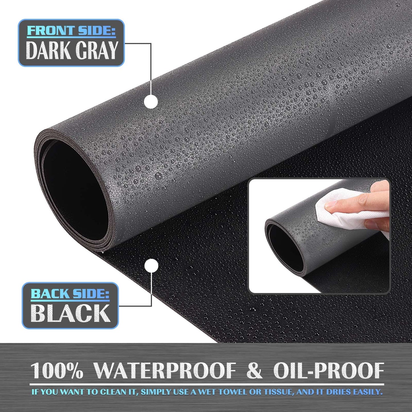 K KNODEL Tischunterlage, Schreibtischunterlage, 80 x 40cm PVC Tischunterlage, Laptop Tischunterlage, wasserdichte Schreibunterlage für Büro- oder Heimbereich, doppelseitig (Schwarz/Schwarz)