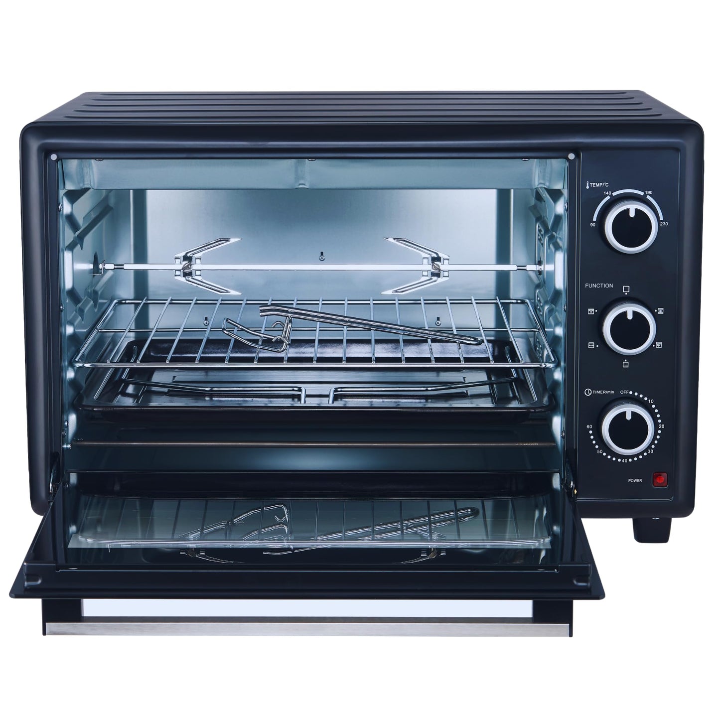 OptimumX 20 L Minibackofen, Klein mini Backofen mit Umluft, 60 Min Timer, Pizza-Ofen, 1380 W, Schwarz