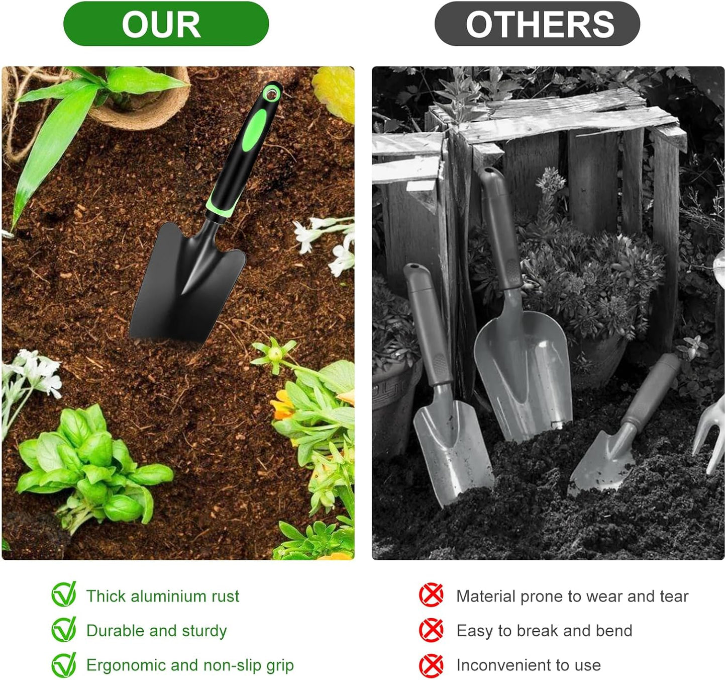 Trukafie Gartenschaufel Klein, Schaufel Garten aus Stahl Pflanzschaufel Pflanzkelle Kleine Schaufel Handschaufel Strandschaufel Kleine Gartenschaufel zum Pflanzen und Umpflanzen Zwei insgesamt