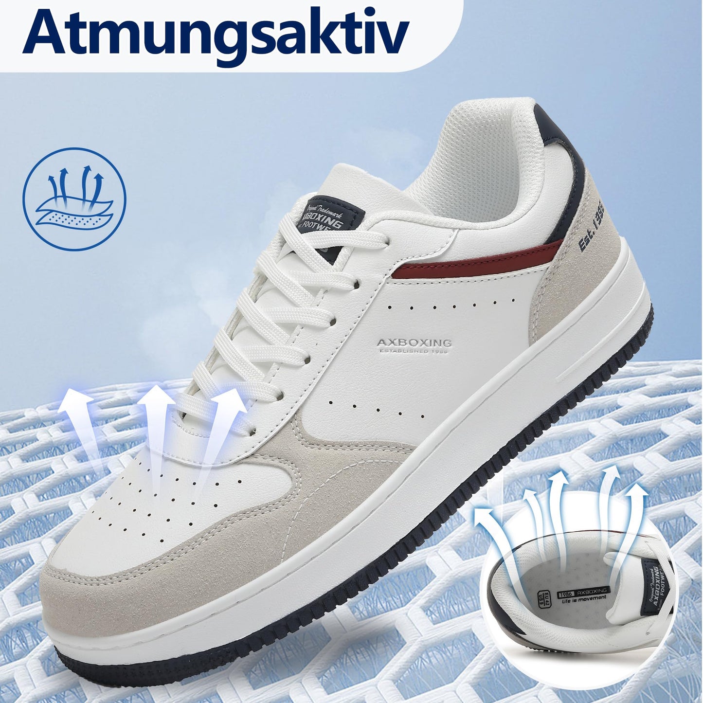 AX BOXING Men’s Casual Trainers – Lightweight Breathable Faux Leather Sneakers