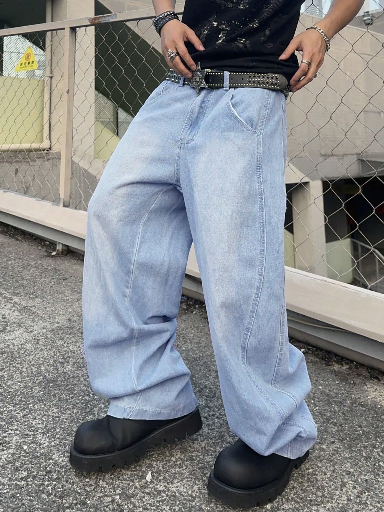 Zewool Men’s Irregular Seam Baggy Jeans