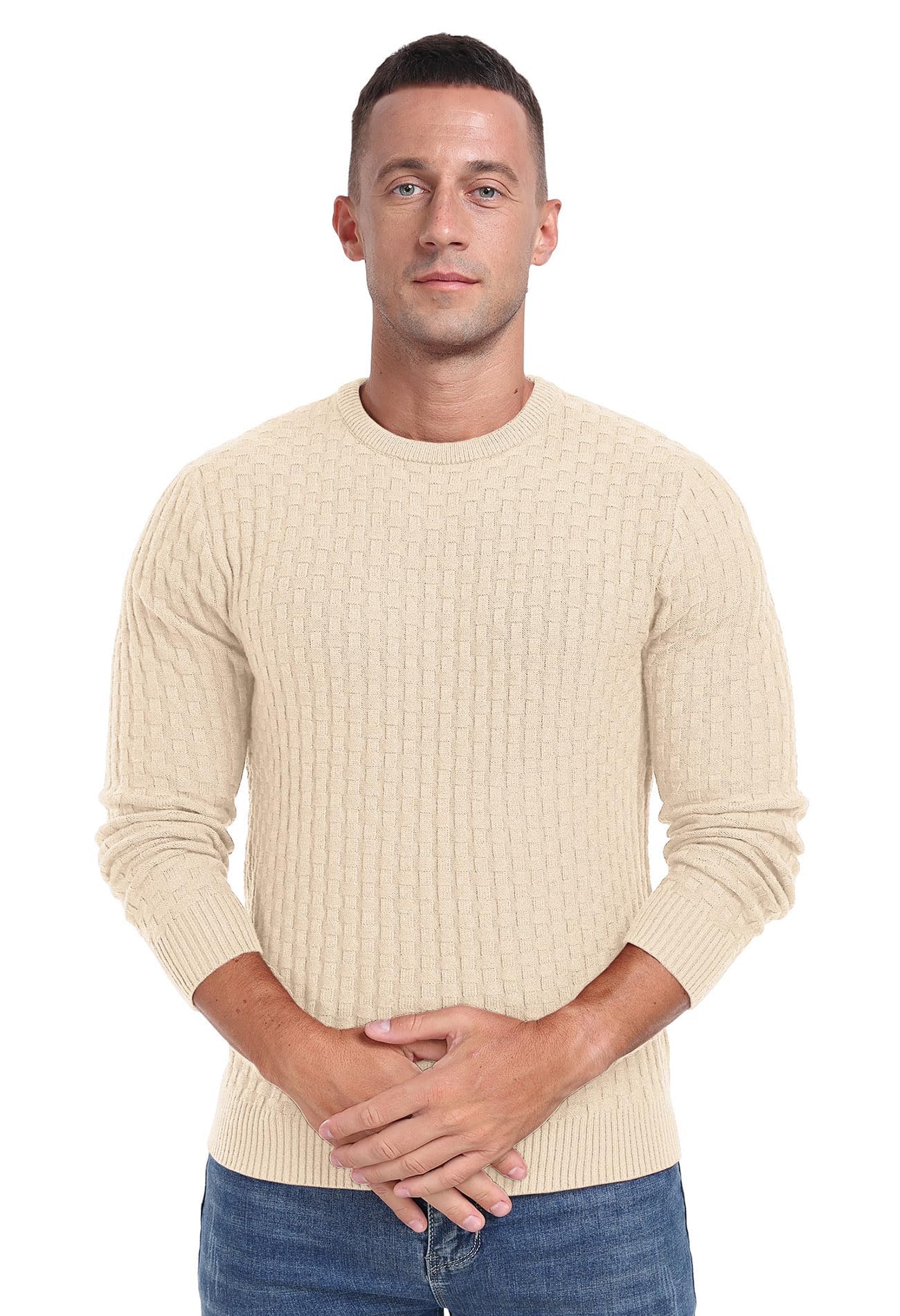 Sailwind Men’s Crew Neck Waffle Knit Sweater