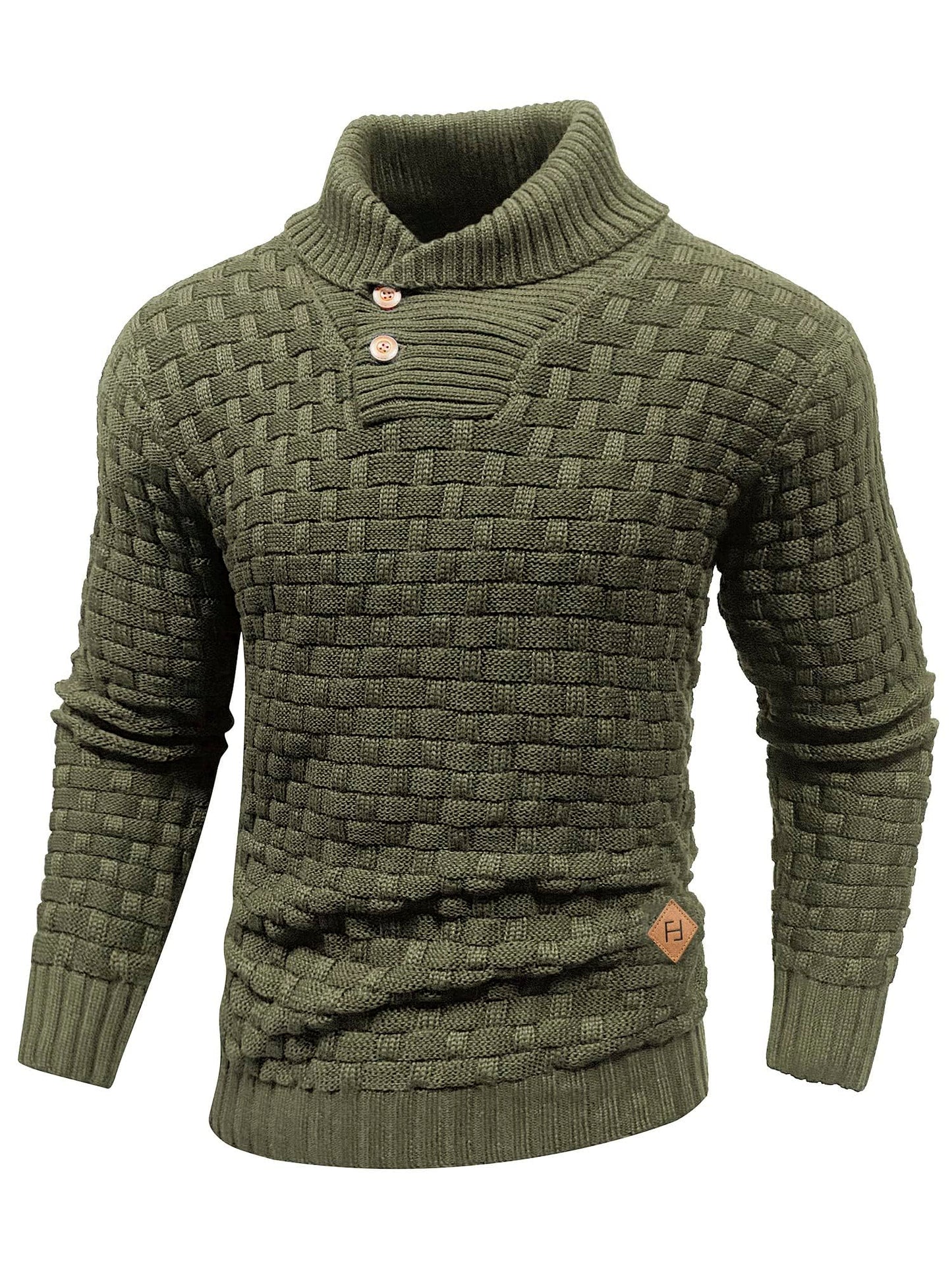 HYPESTFIT Men’s Mock Neck Sweater – Textured Knit Pullover
