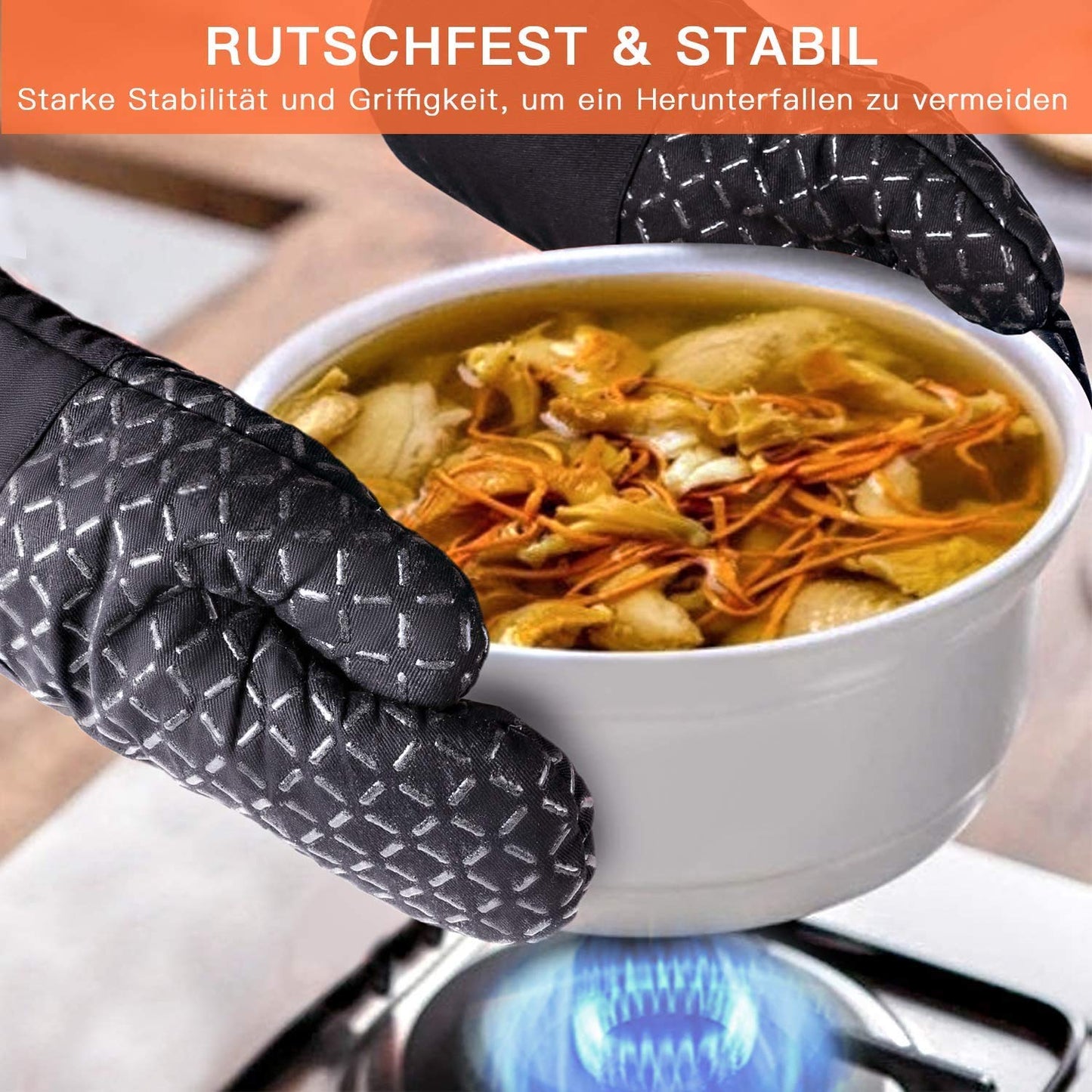 MILcea Ofenhandschuhe Topflappen Topfhandschuhe 4er Set, Backhandschuhe Kochhandschuhe Oven Mitts Hitzebeständig, 30*18*3.5cm