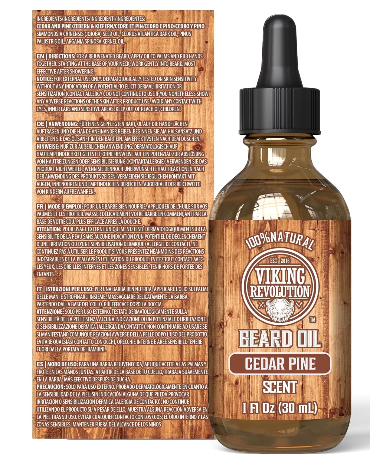 Viking Revolution - Bartöl - Macht Weich, Schützt und Stärkt - Natürliches Argan- und Jojobaöl - Bartöl Herren - Geschenke Für Männer - Sandelholz - 30 ml