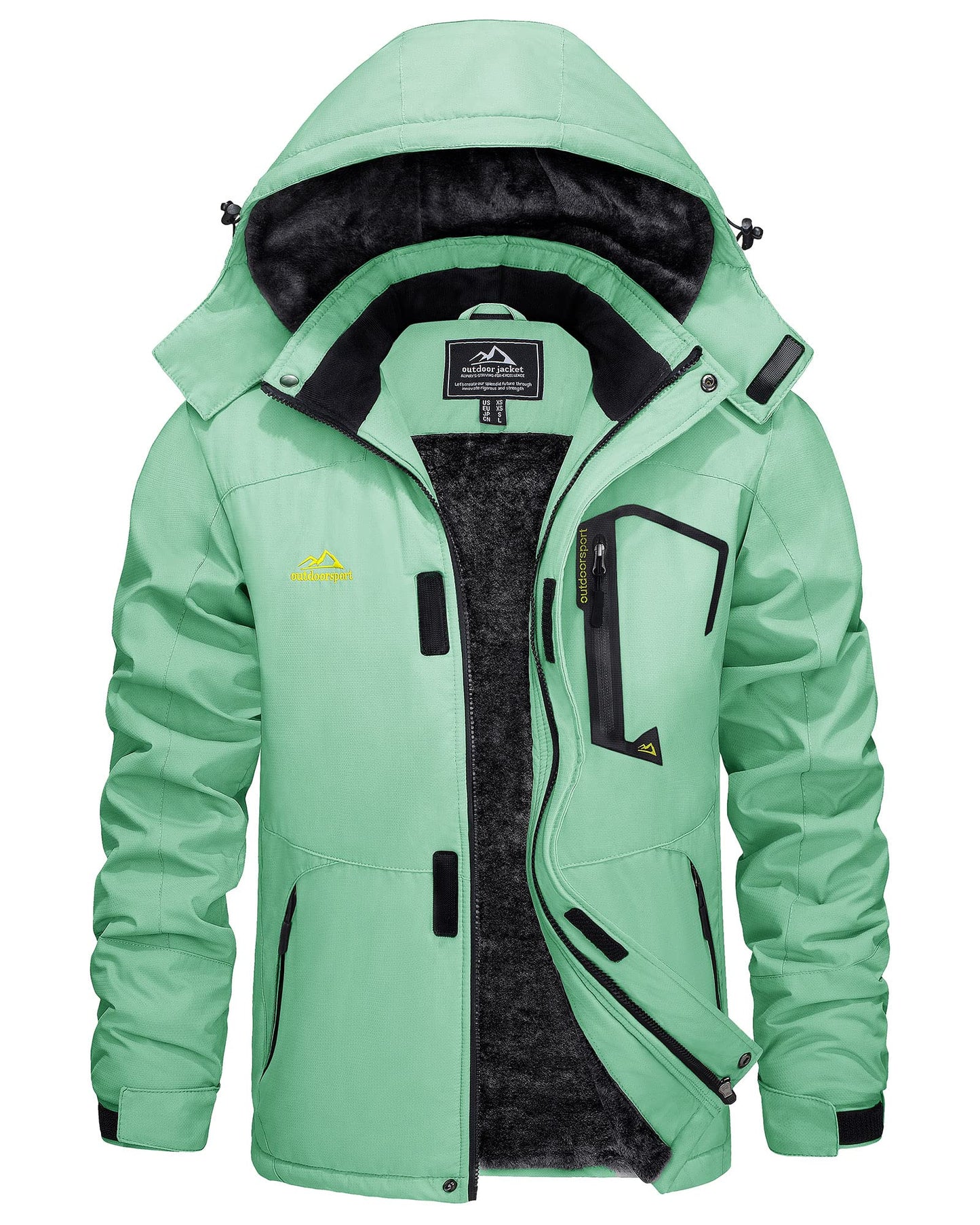 KEFITEVD Herren Skijacke Atmungsaktiv Warm Gefüttert Winterjacke mit Abnehmbarer Kapuze Snowboardjacke Wasserdicht Outdoorjacke