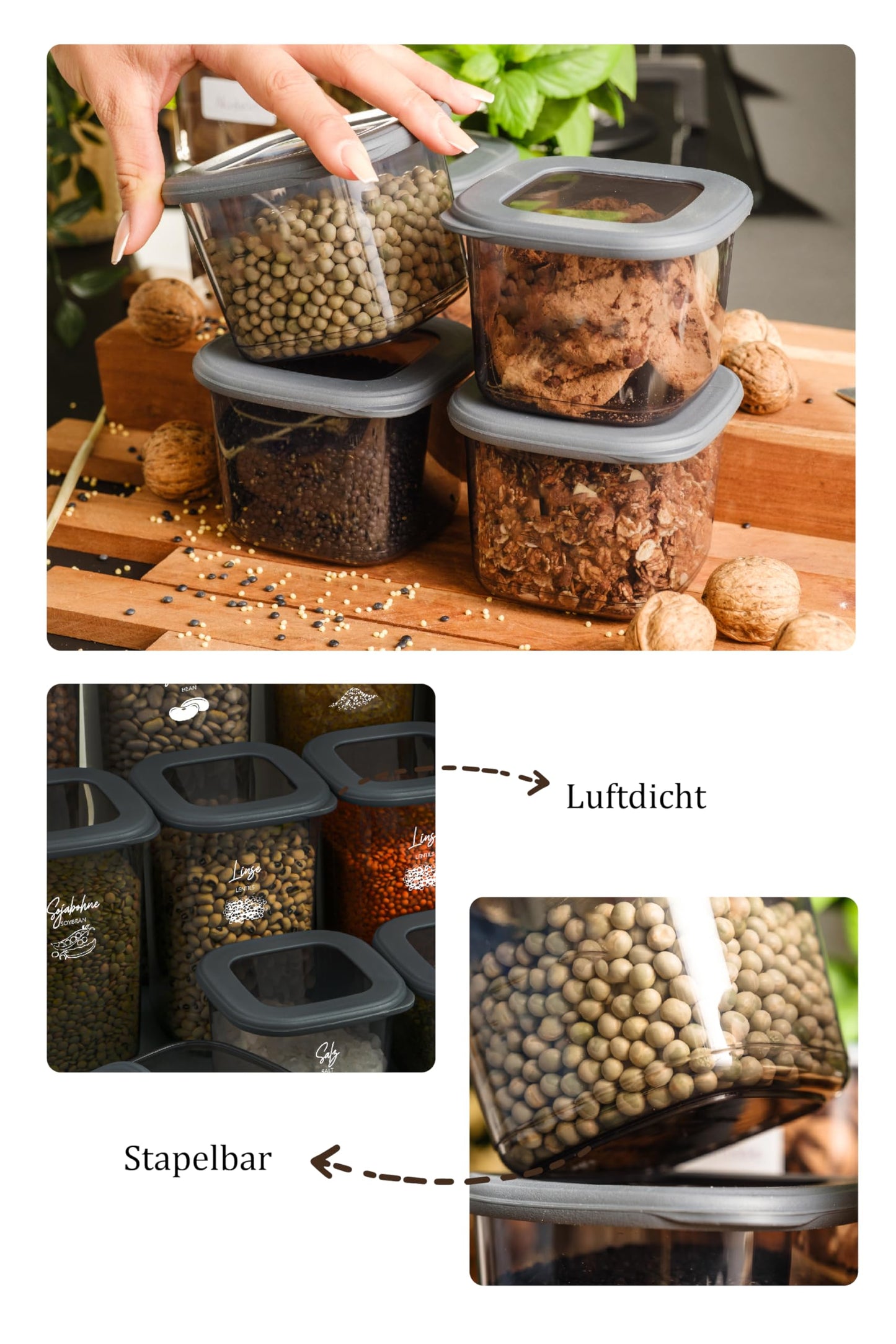 Viwares Vorratsdosen mit Deckel Luftdicht, 12er Vorratsbehälter Set BPA-Frei, Vorratsdose zur Müsli Mehl Aufbewahrung Küche, Praktische Organizer Küche, Frischhaltedosen für Lebensmittelaufbewahrung