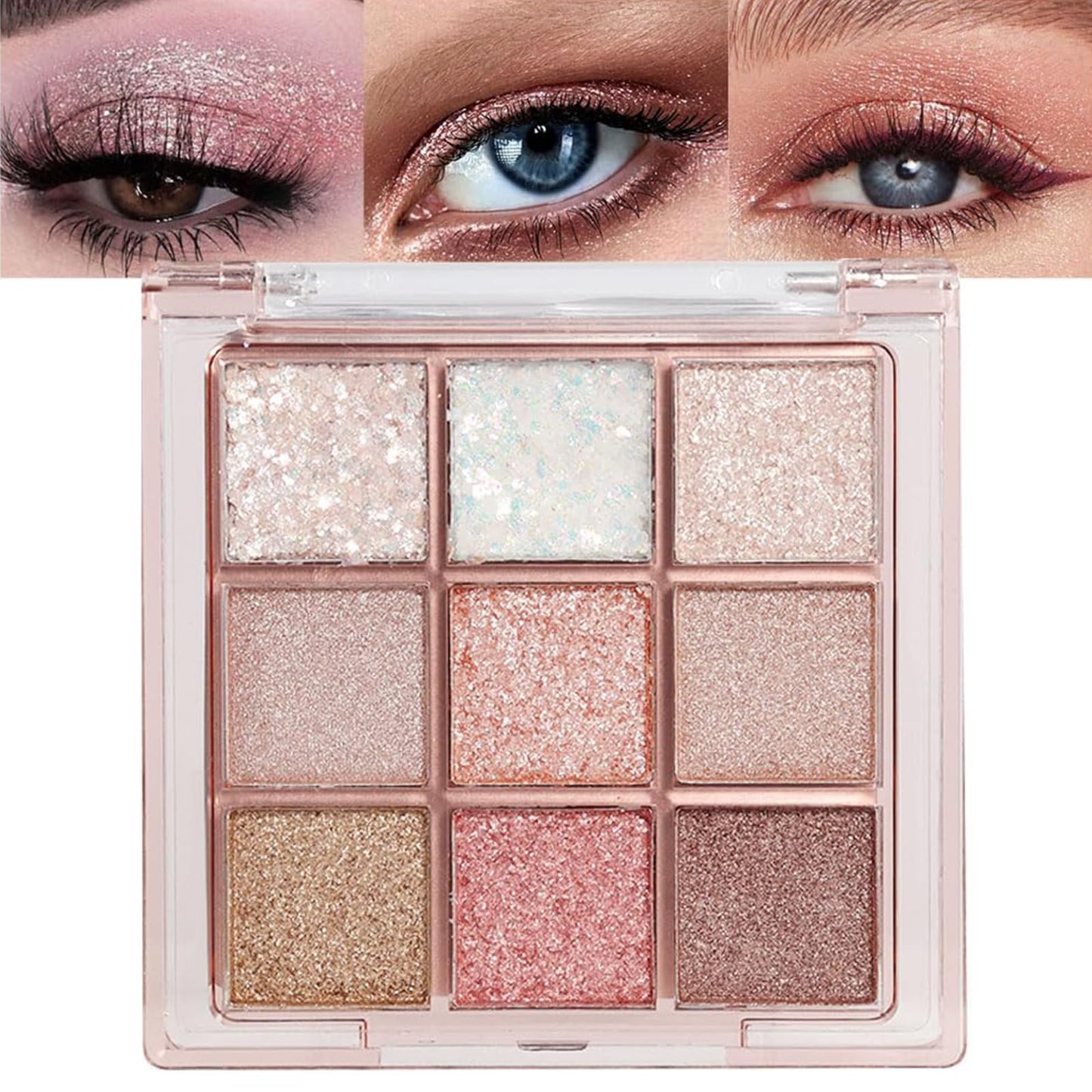 Lilbitty Nude Brown Eyeshadow Palette – Rose Gold & Dark Brown Bronze Highly Pigmented Long-Lasting Cream Eyeshadow for Brown Eyes