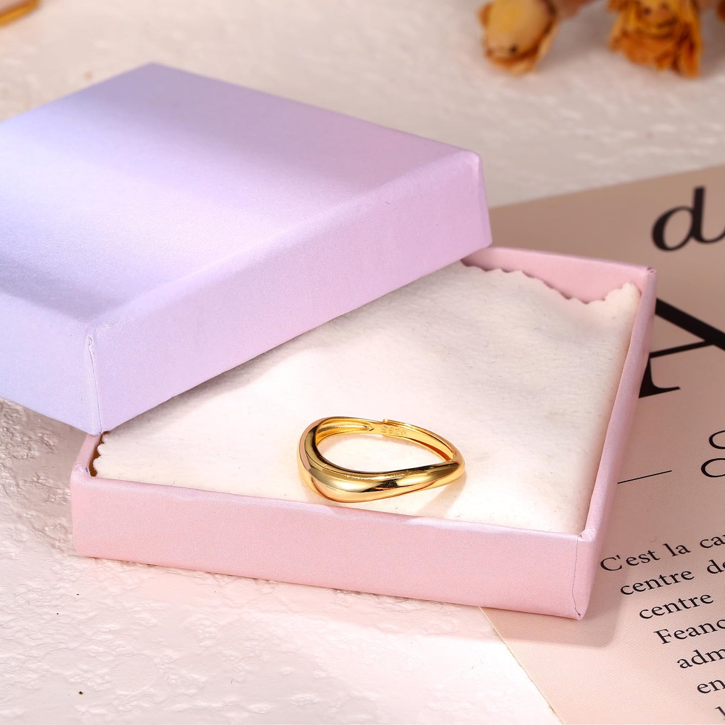 Adramata 925 Silver Adjustable Ring – 14K Gold Plated