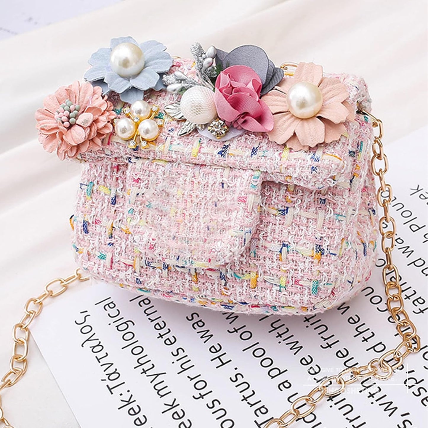 HTTDSLF Mini Crossbody Bag for Girls – Kids Princess Purse with Hair Clips