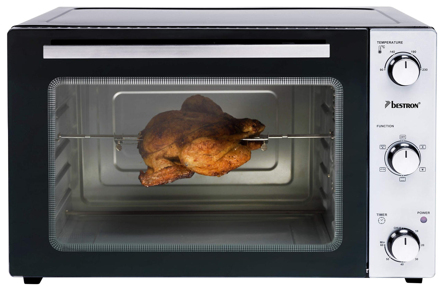 Bestron AOV9 Kompakter Mini-Backofen mit Ober-/Unterhitze, 9 Liter, 800 Watt, Schwarz