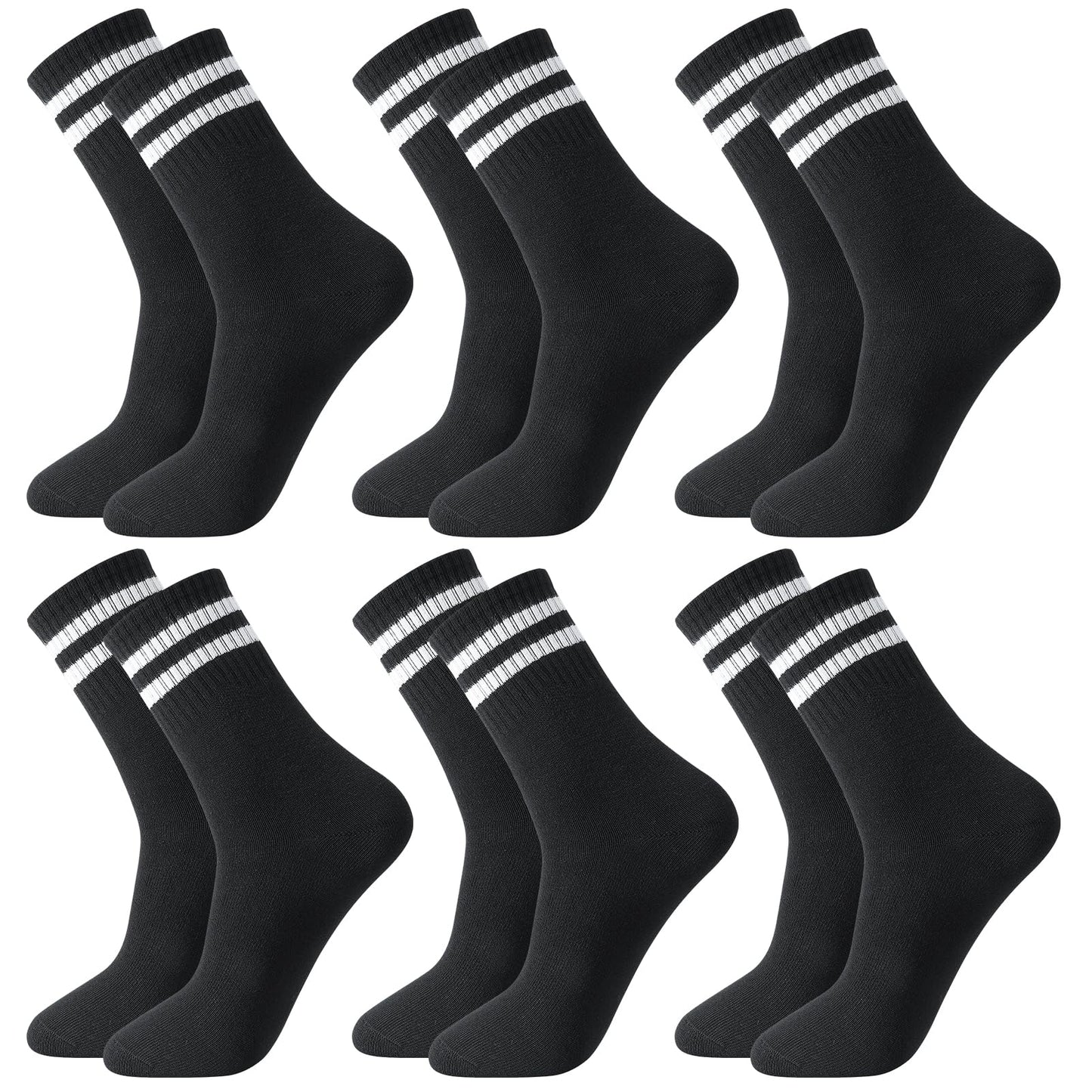 Taonganui Men’s Tennis Socks – 6-Pack Striped Cotton Sports Socks