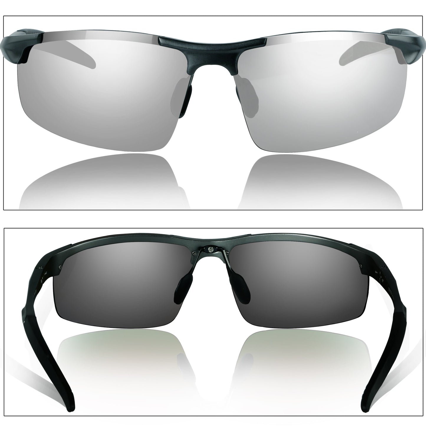 DUCO Herren Sportbrille Polarisierte Sonnenbrille Fahrerbrille Ultraleichte Al-Mg Metallrahmen UV400-Schutz Männer Sonnenbrillen 8177S